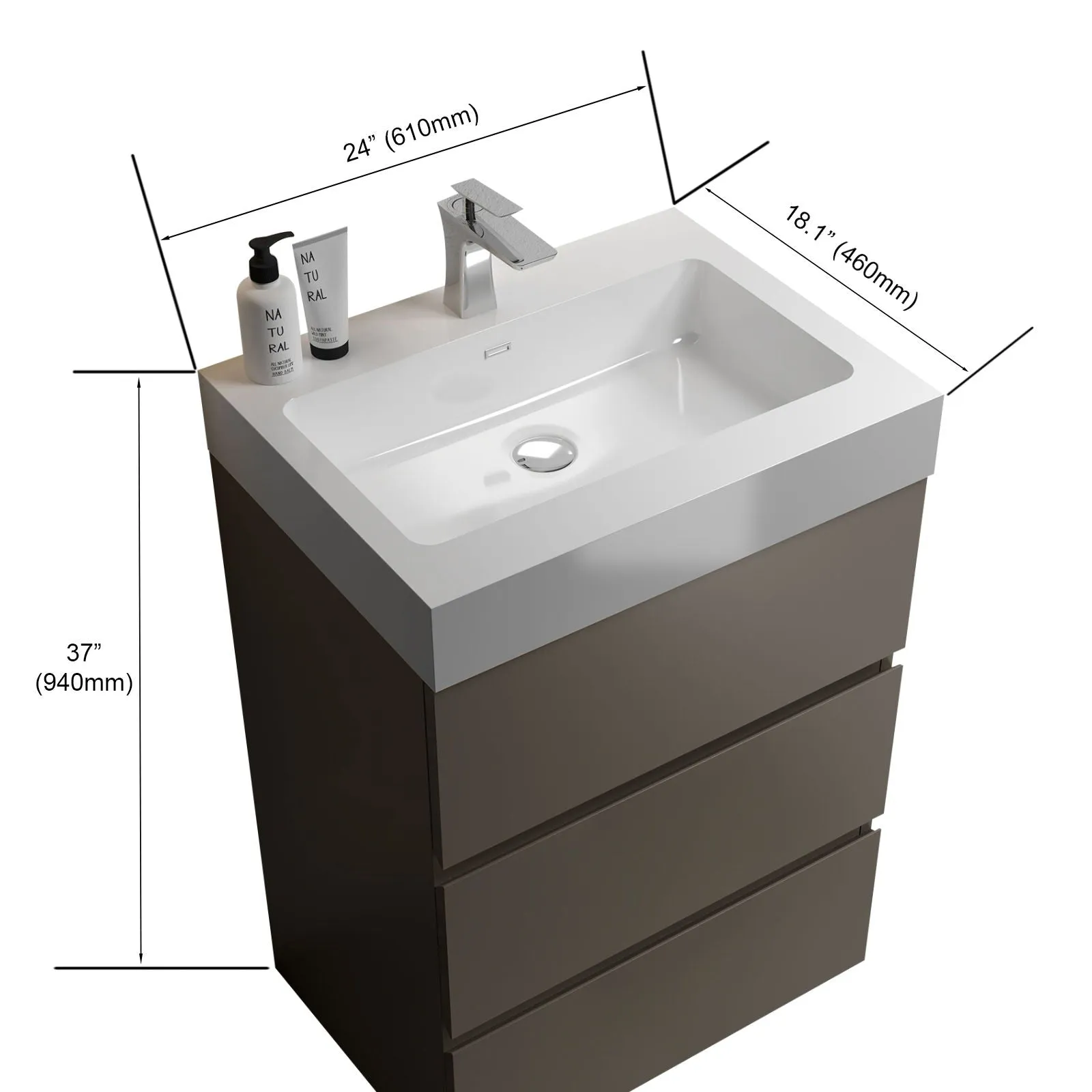 Alice - Bathroom Vanity With Sink, Large Storage Freestanding Bathroom Vanity For Modern Bathroom, One-Piece Sink Basin Without Drain And Faucet by Couch.com