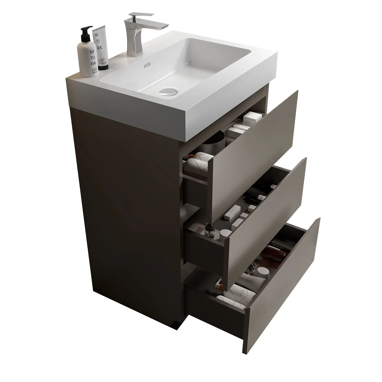 Alice - Bathroom Vanity With Sink, Large Storage Freestanding Bathroom Vanity For Modern Bathroom, One-Piece Sink Basin Without Drain And Faucet by Couch.com
