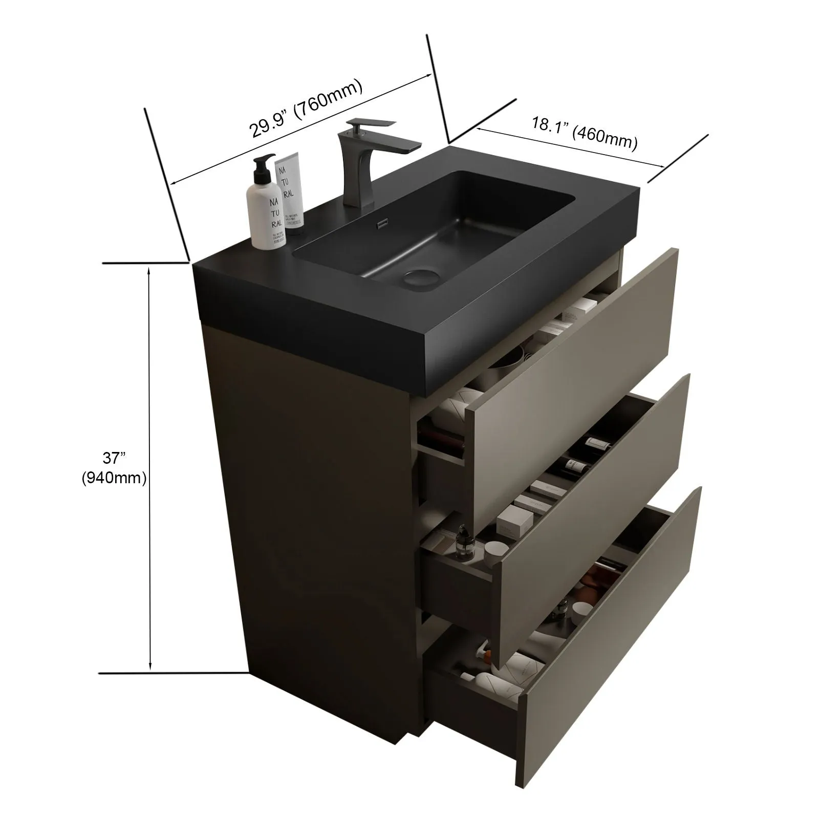 Alice - Bathroom Vanity With Sink, Large Storage Freestanding Bathroom Vanity For Modern Bathroom, One-Piece Sink Basin Without Drain And Faucet by Couch.com