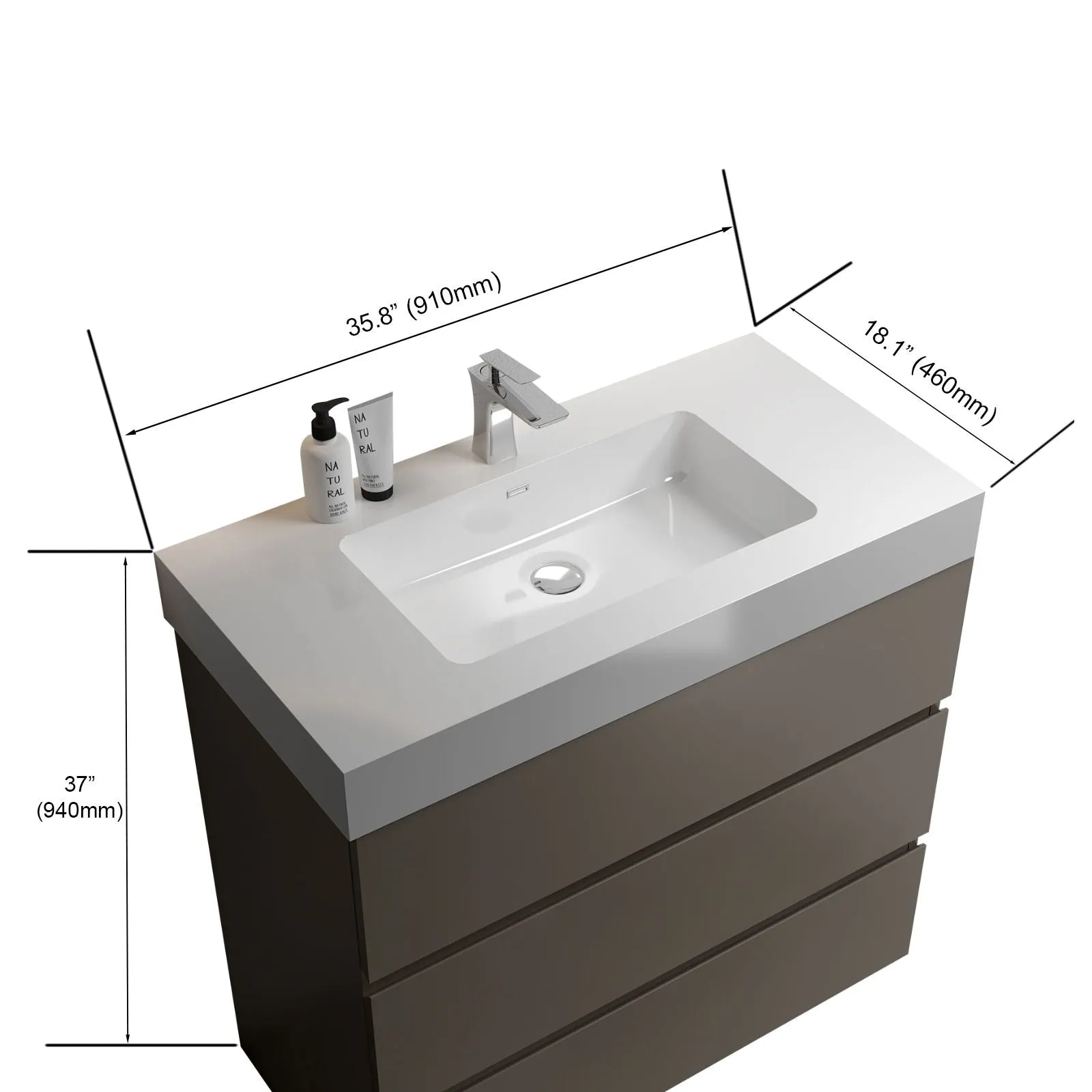 Alice - Bathroom Vanity With Sink, Large Storage Freestanding Bathroom Vanity For Modern Bathroom, One-Piece Sink Basin Without Drain And Faucet by Couch.com