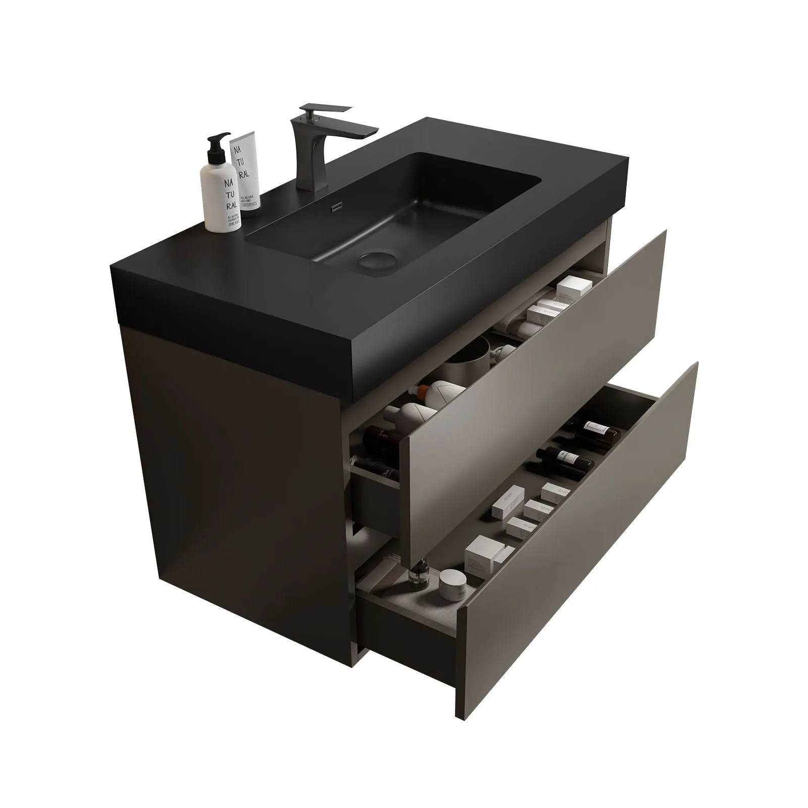 Alice - Bathroom Vanity With Sink, Large Storage Wall Mounted Floating Bathroom Vanity For Modern Bathroom, One-Piece Sink Basin Without Drain And Faucet by Couch.com
