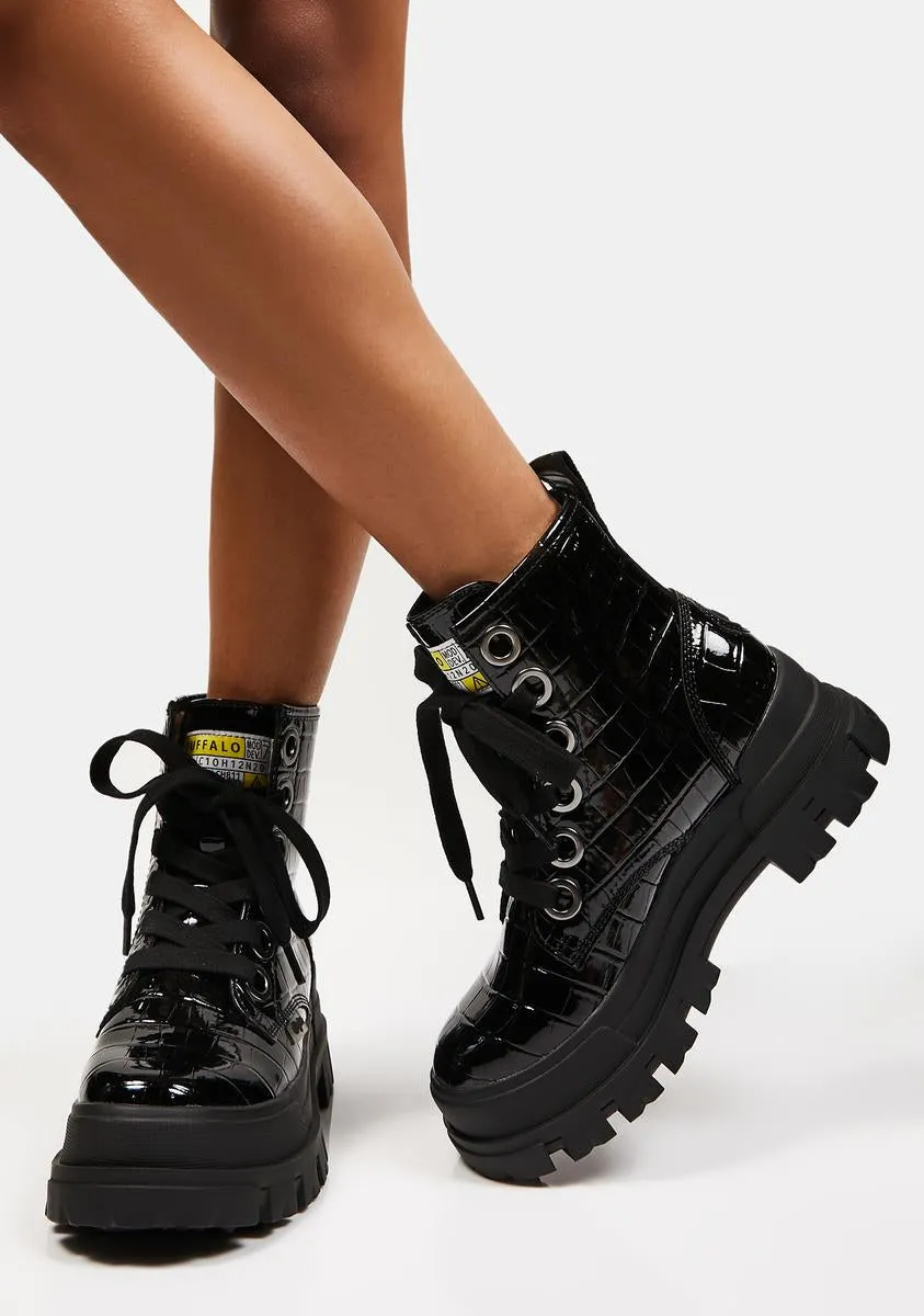 Aspha Lace-Up Hi Croc Boots