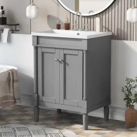 Bathroom Vanity With Top Sink, 2-Tier Modern Bathroom Storage Cabinet by Couch.com