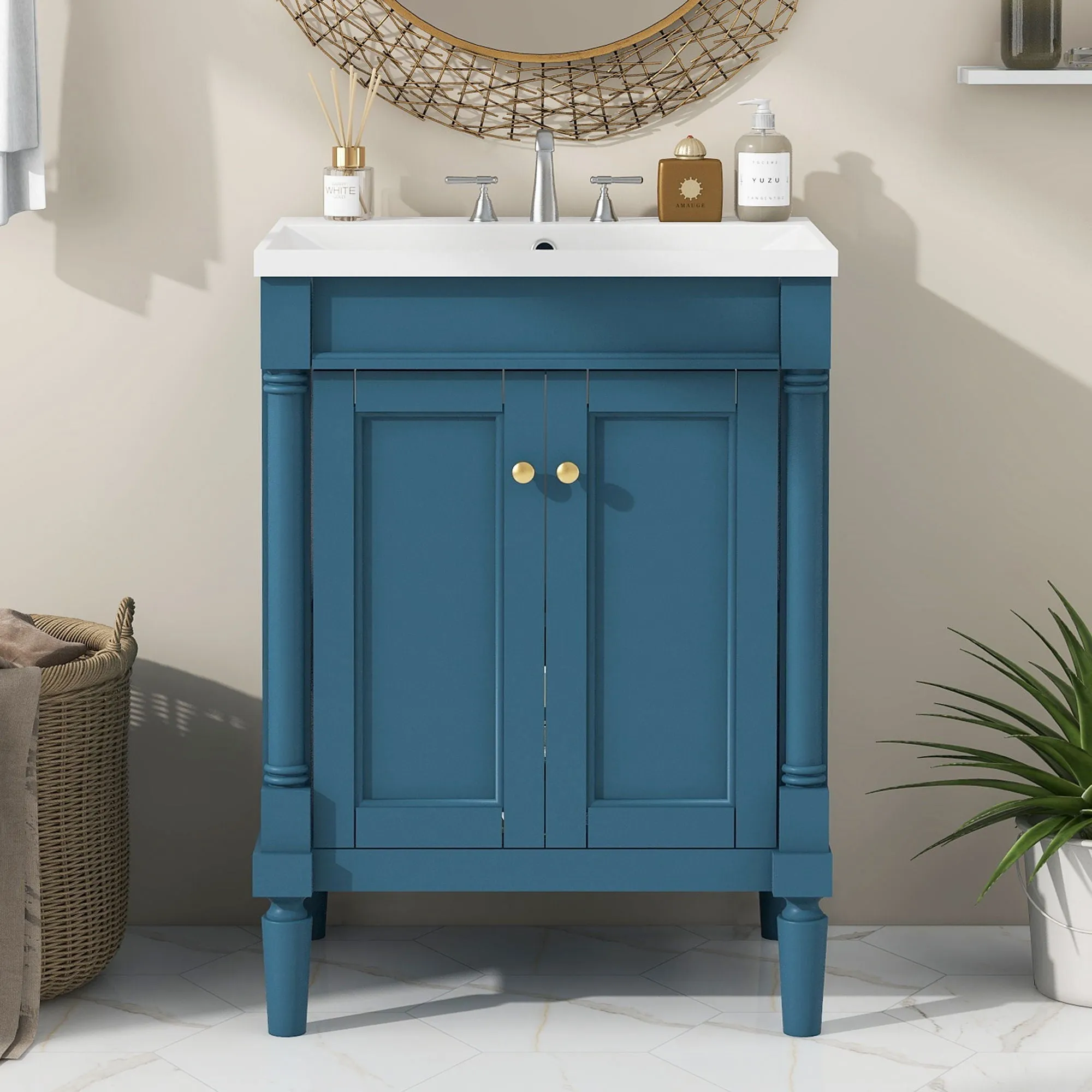 Bathroom Vanity With Top Sink, 2-Tier Modern Bathroom Storage Cabinet by Couch.com