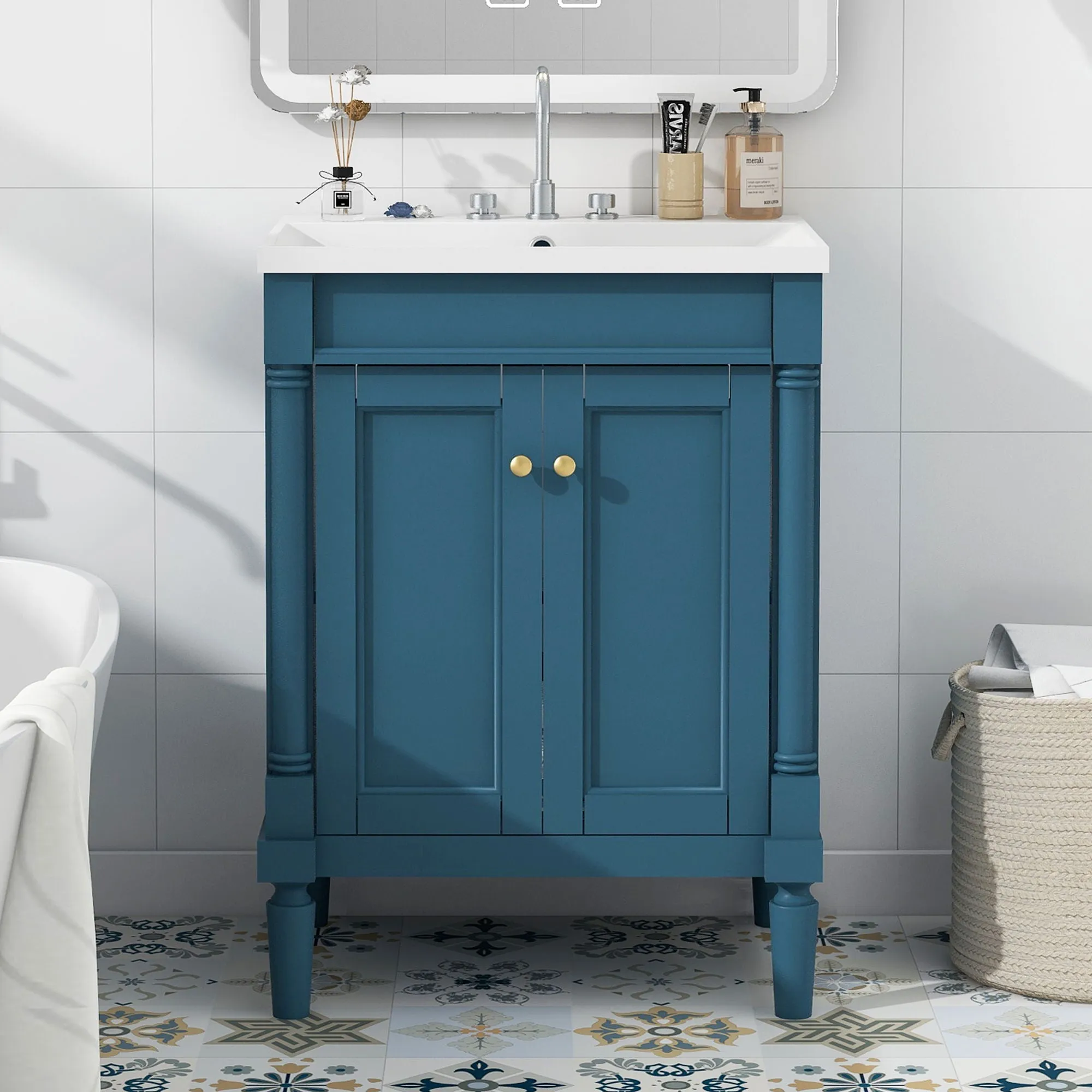 Bathroom Vanity With Top Sink, 2-Tier Modern Bathroom Storage Cabinet by Couch.com