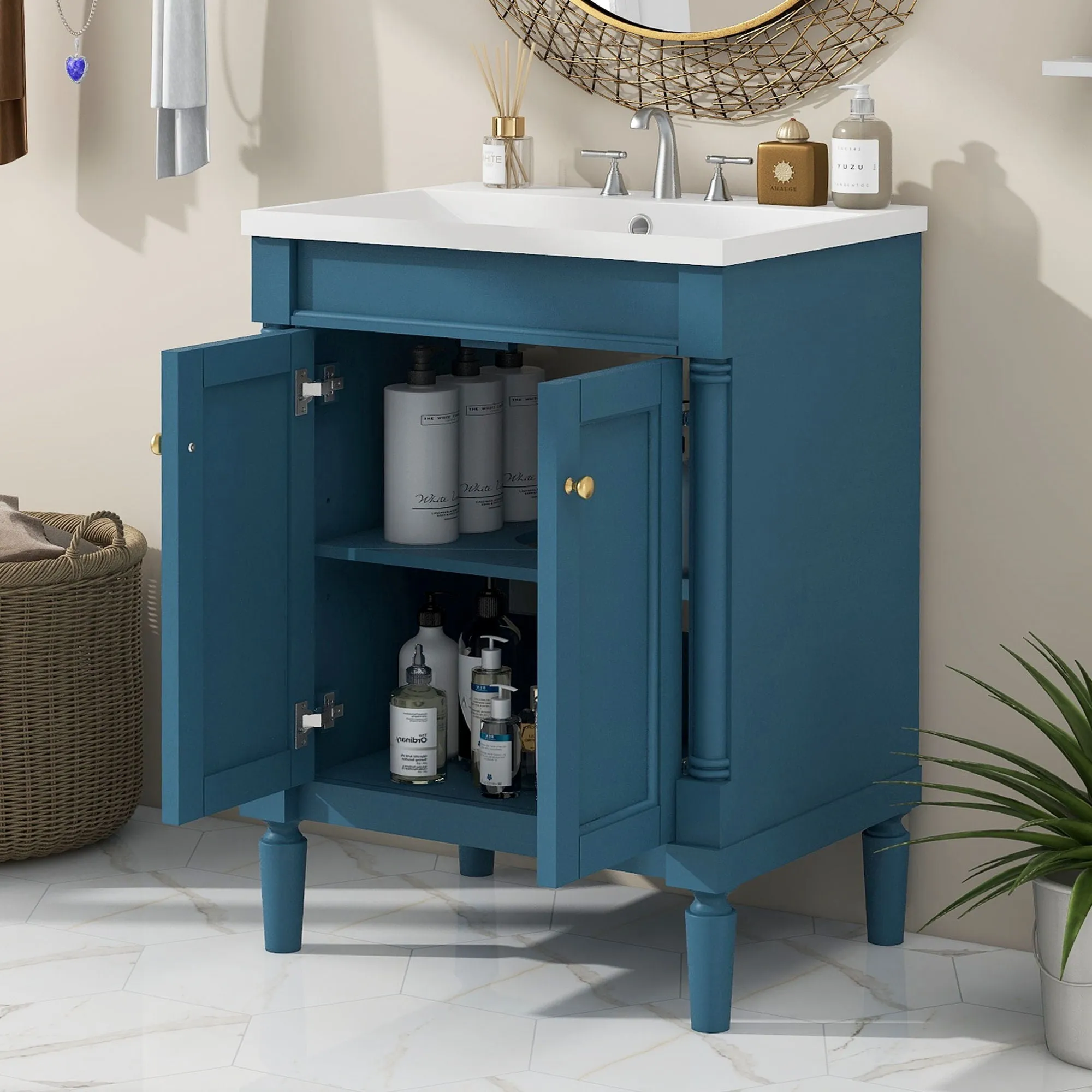 Bathroom Vanity With Top Sink, 2-Tier Modern Bathroom Storage Cabinet by Couch.com