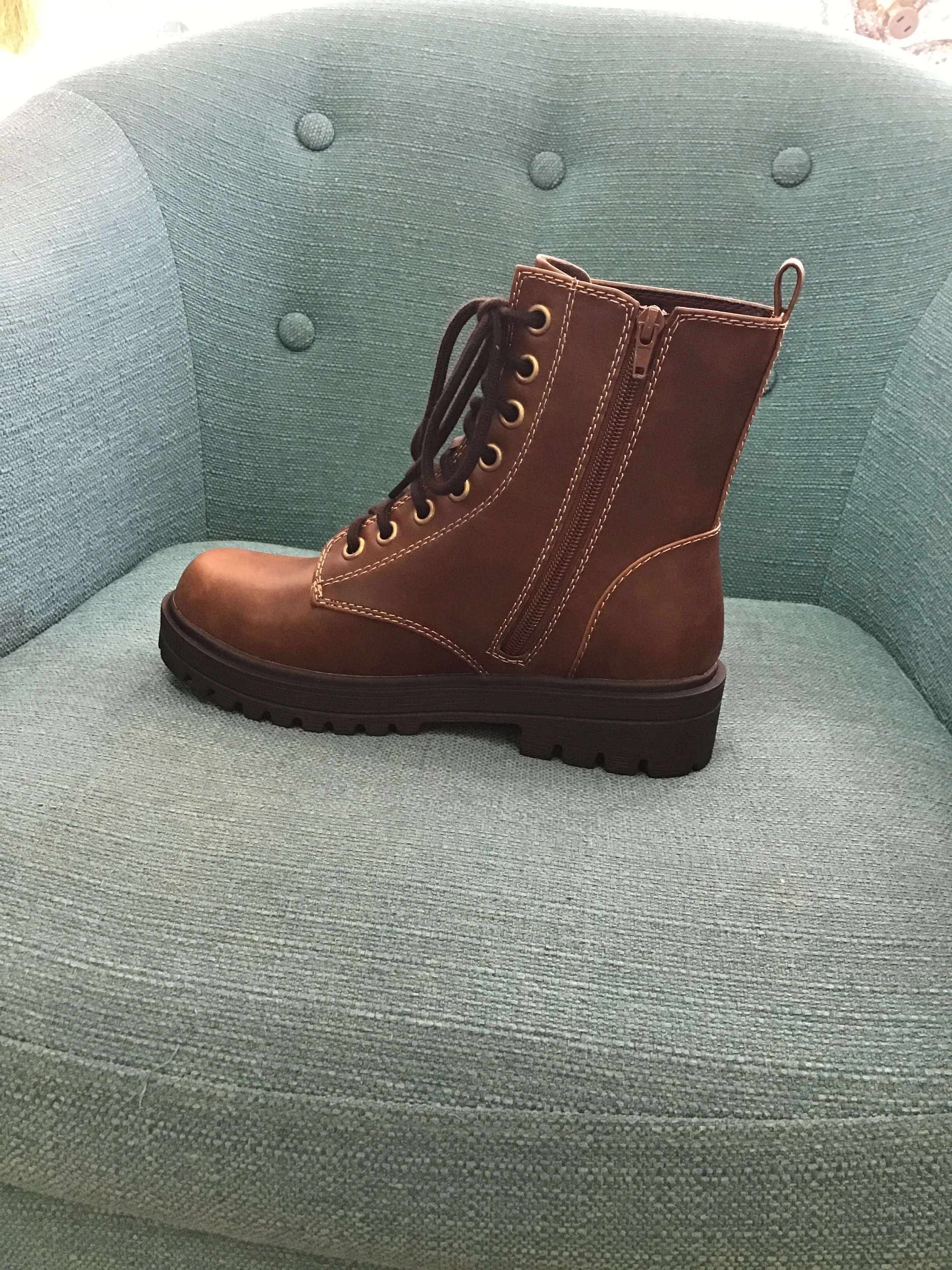 Brown Lace-up Combat Boots