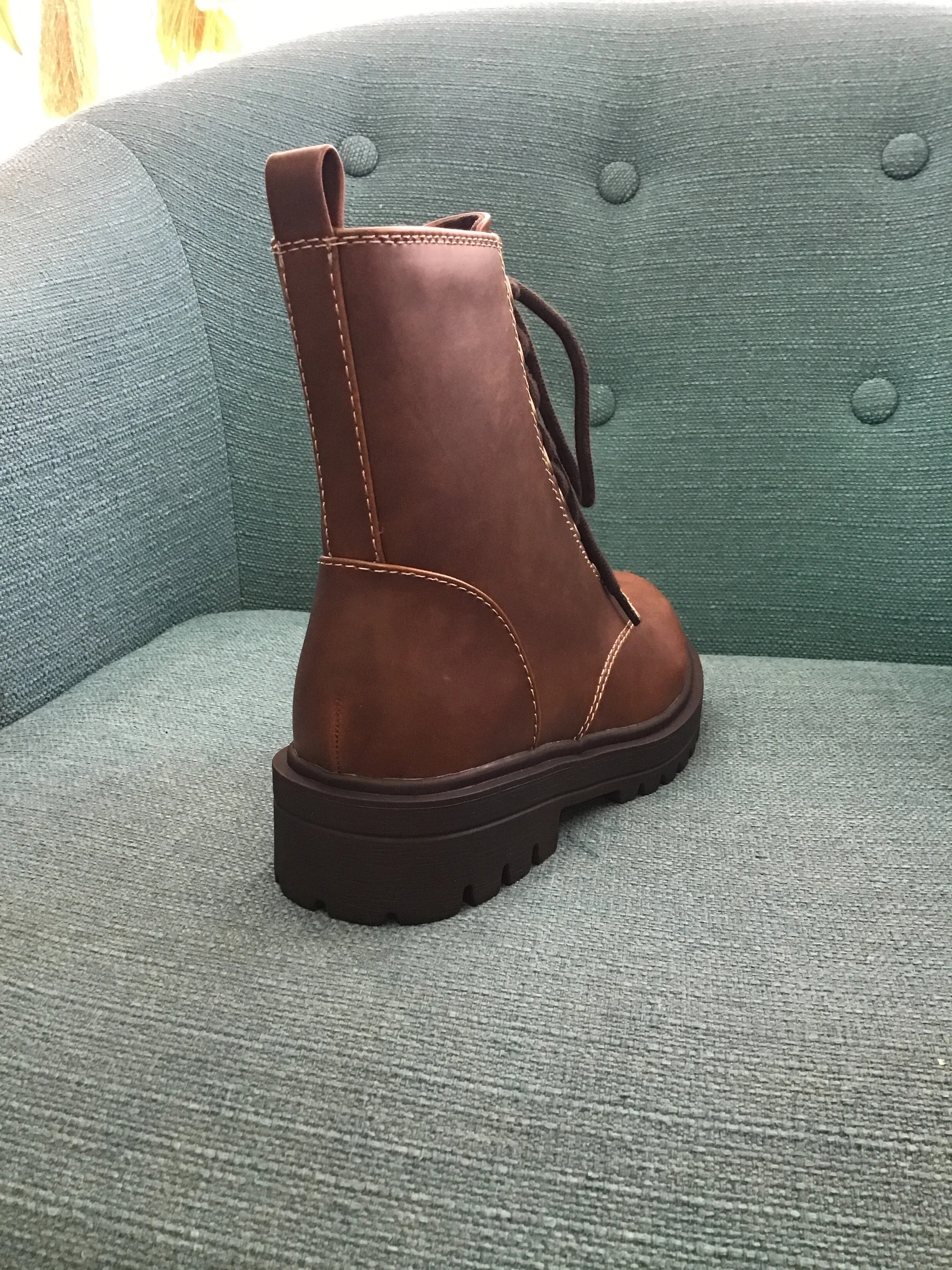 Brown Lace-up Combat Boots