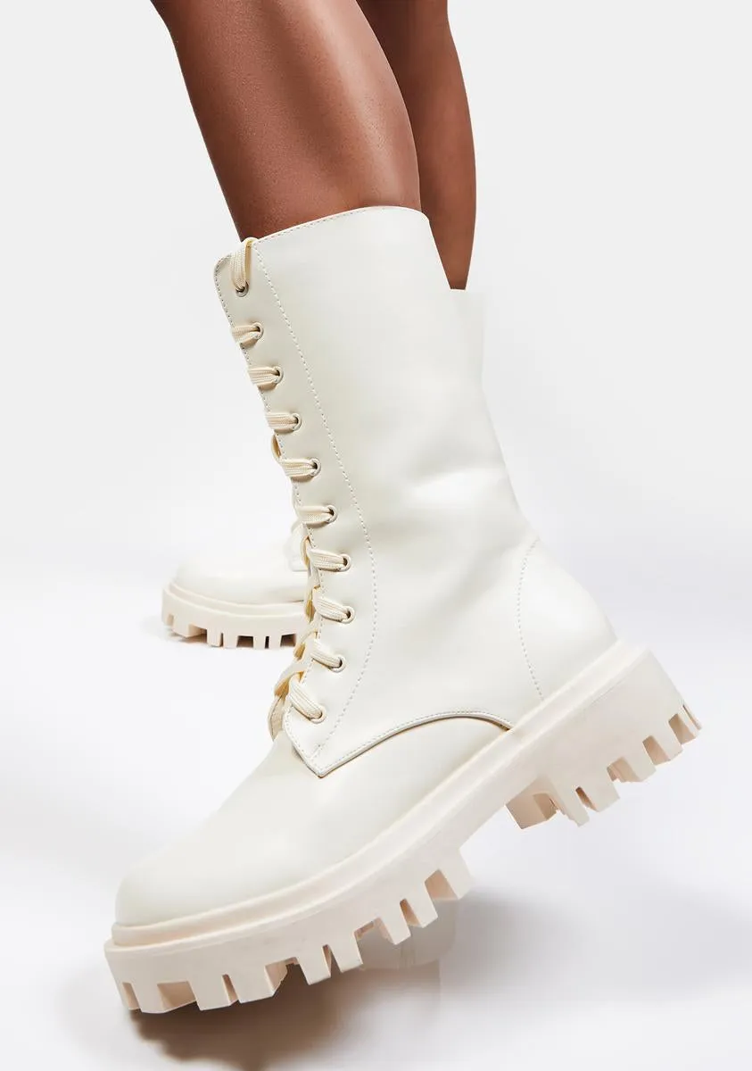 Ecru Beau Combat Boots