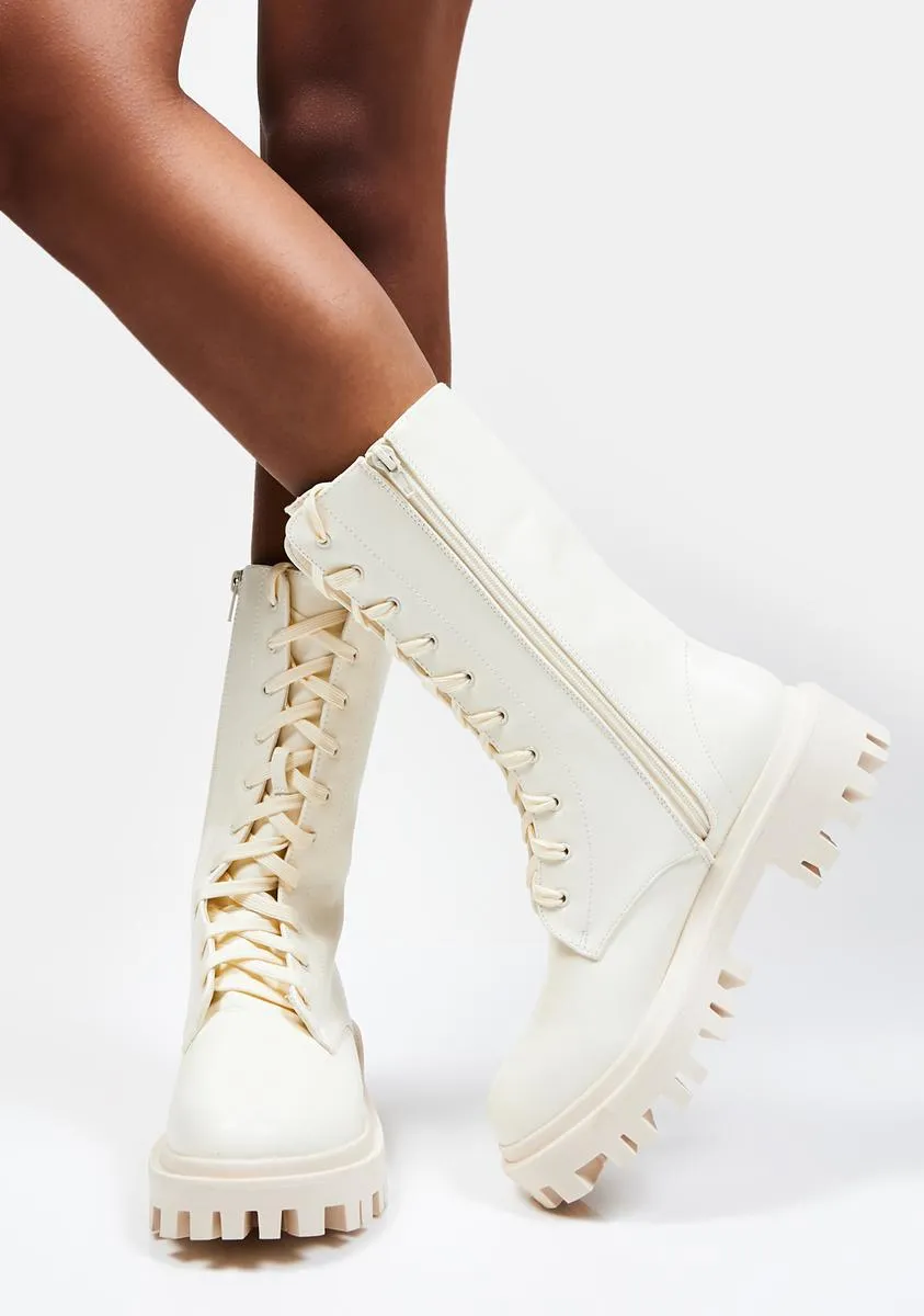 Ecru Beau Combat Boots