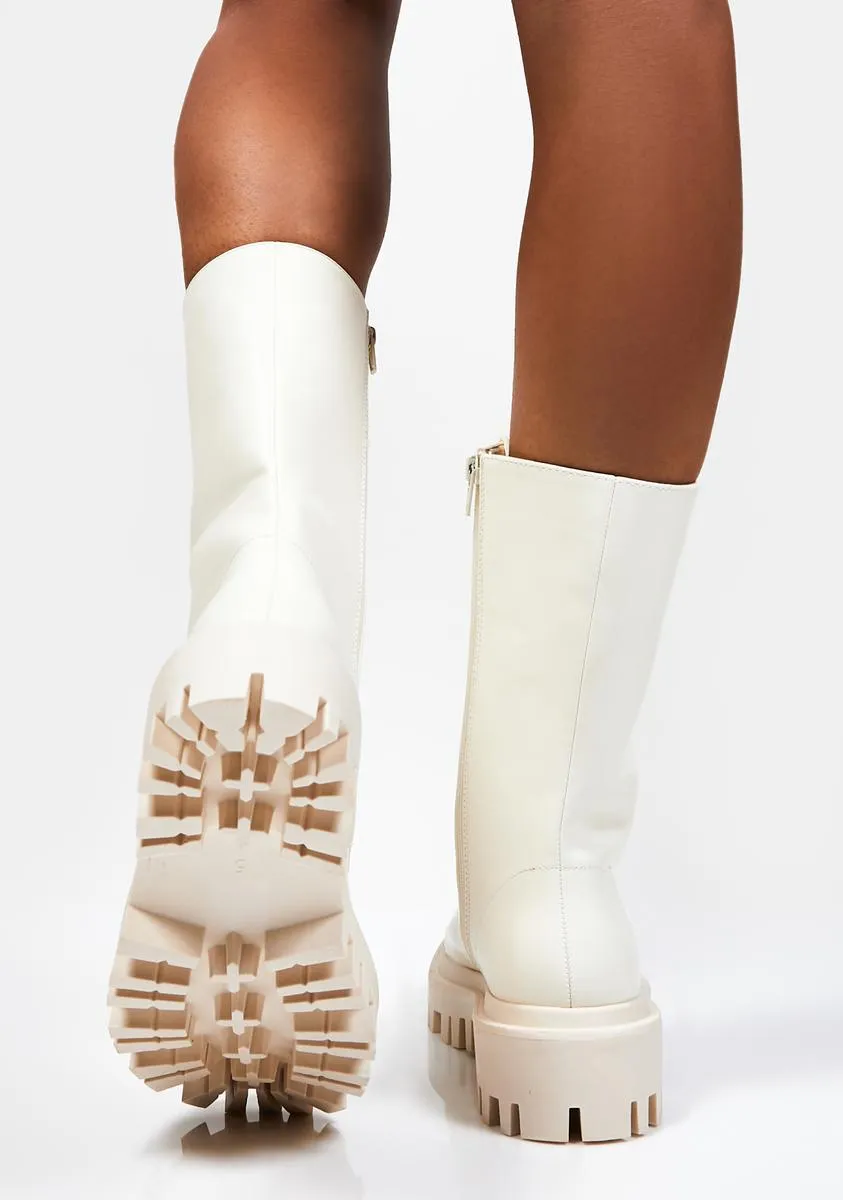 Ecru Beau Combat Boots