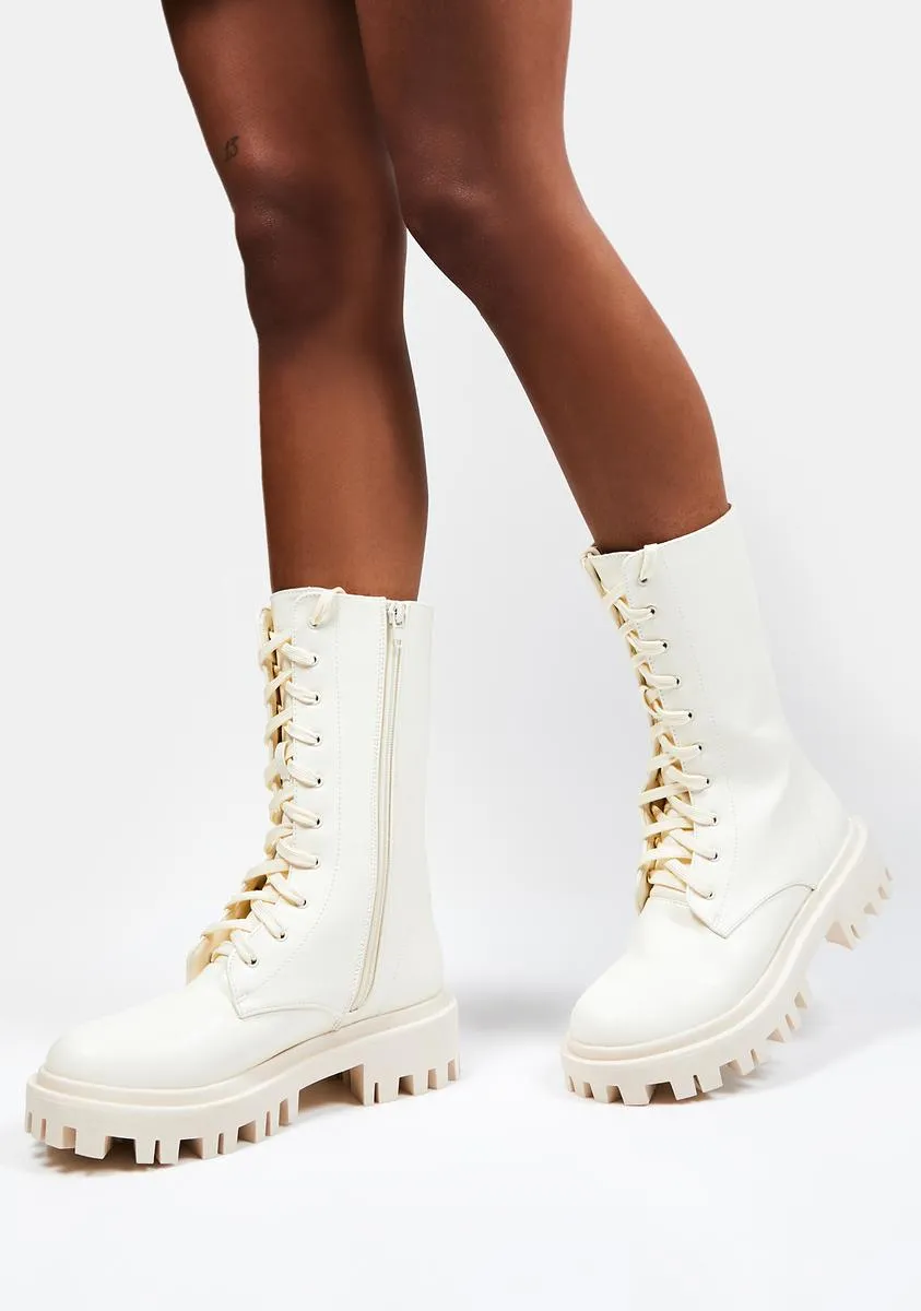 Ecru Beau Combat Boots