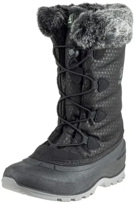 KAMIK MOMENTUM-3 Black Snow Seam-Sealed Waterproof Plush Faux-Fur Collar Boots