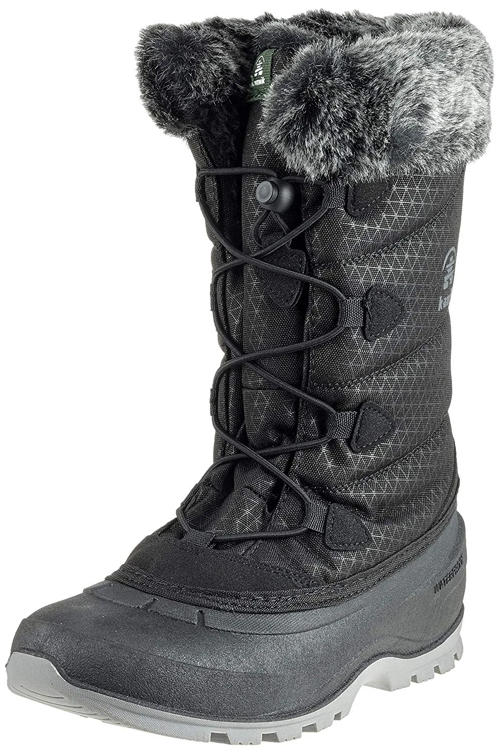 KAMIK MOMENTUM-3 Black Snow Seam-Sealed Waterproof Plush Faux-Fur Collar Boots