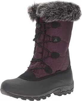 Kamik Momentum Burgundy Pull On Rounded Toe Waterproof Fur Trim Ankle Snow Boots