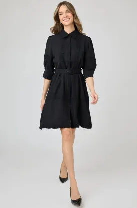 Midi Shirt Dress with Lace Accents