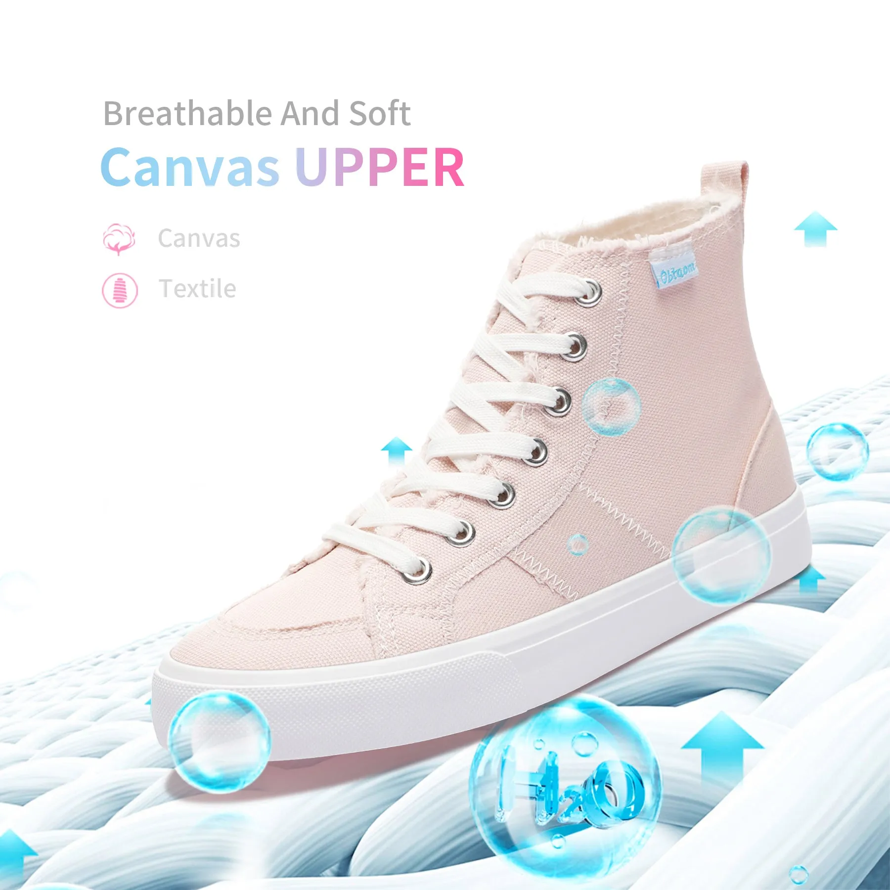 Obtaom Womens High Top Canvas Shoes Play Mid Fashion Sneaker