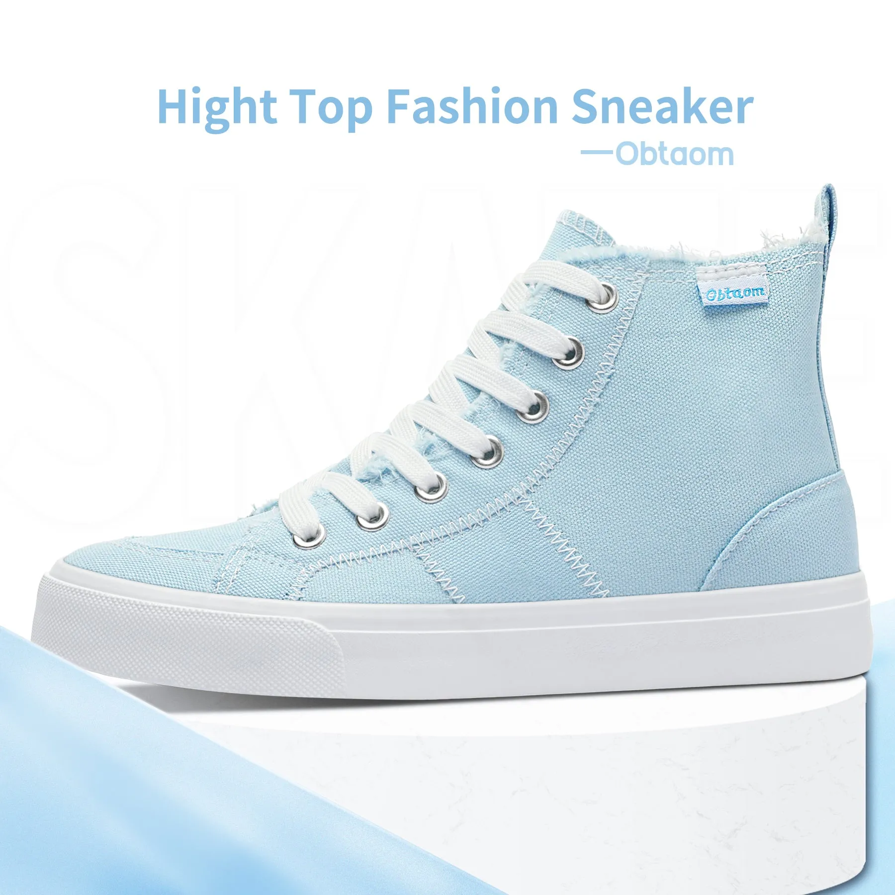 Obtaom Womens High Top Canvas Shoes Play Mid Fashion Sneaker