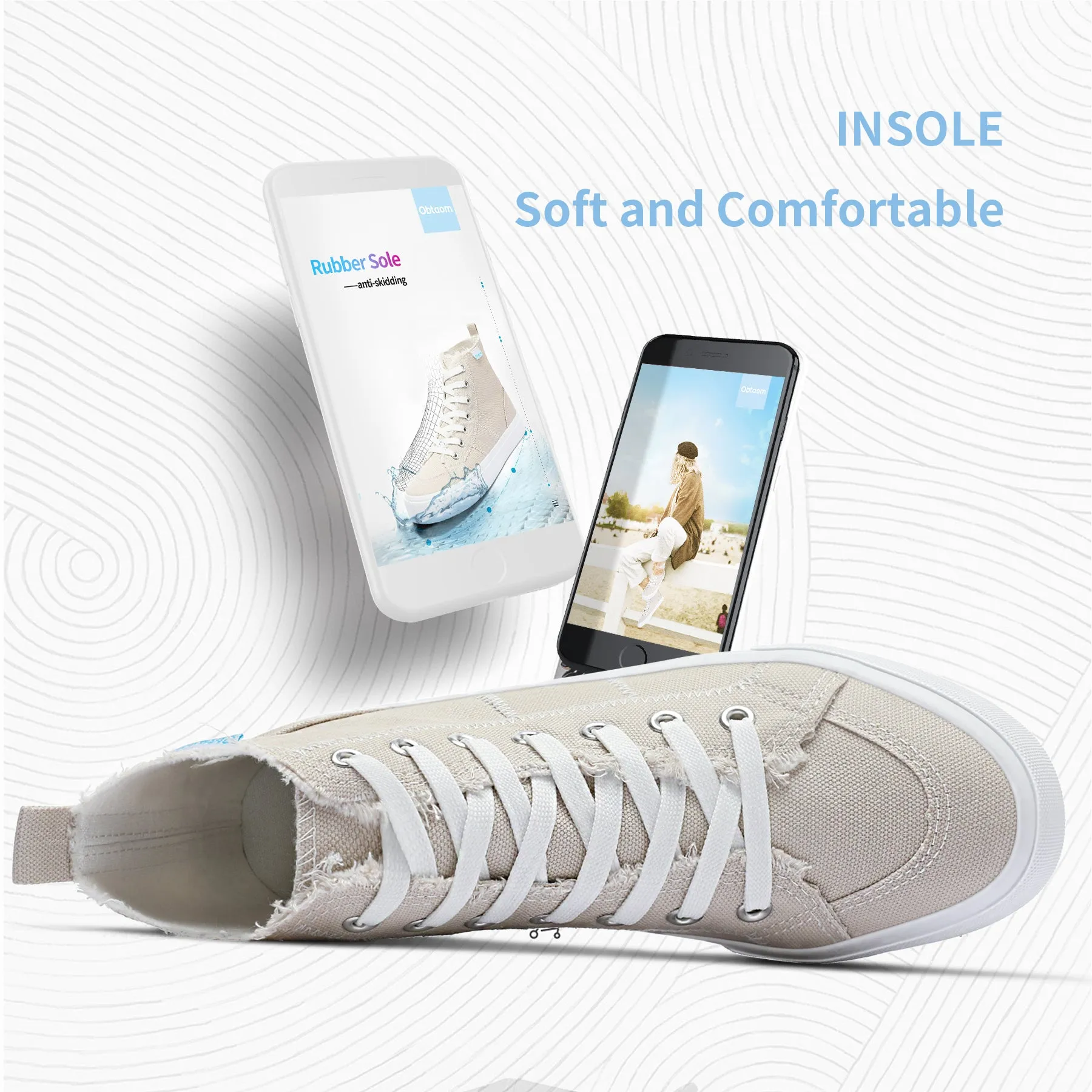 Obtaom Womens High Top Canvas Shoes Play Mid Fashion Sneaker