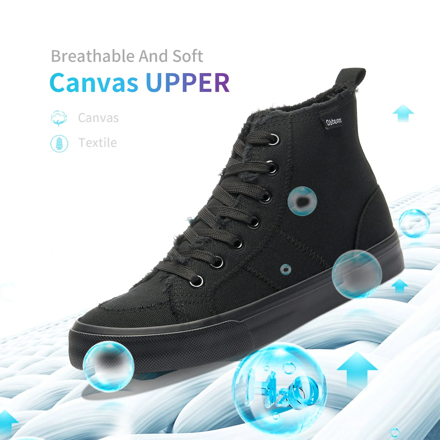 Obtaom Womens High Top Canvas Shoes Play Mid Fashion Sneaker