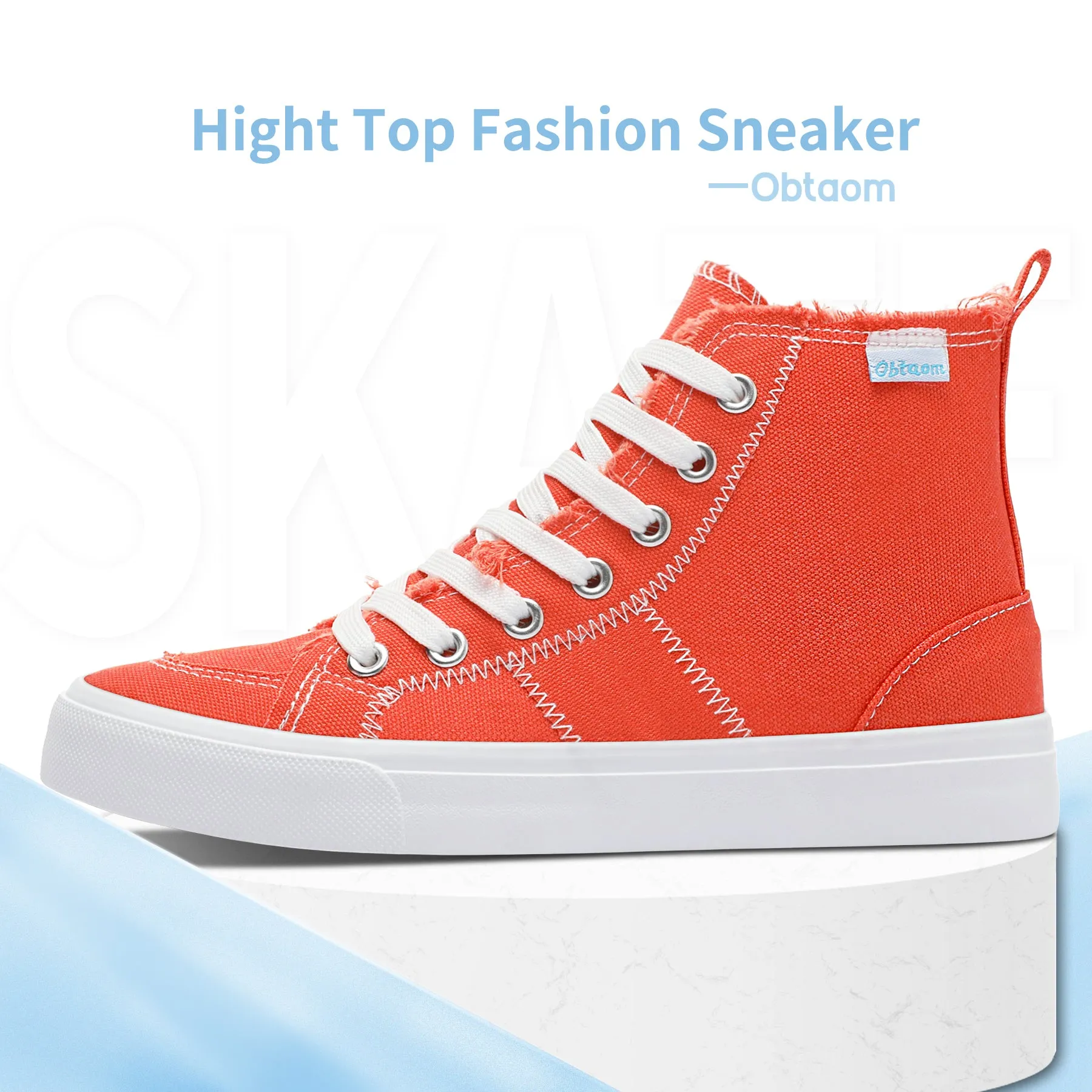 Obtaom Womens High Top Canvas Shoes Play Mid Fashion Sneaker