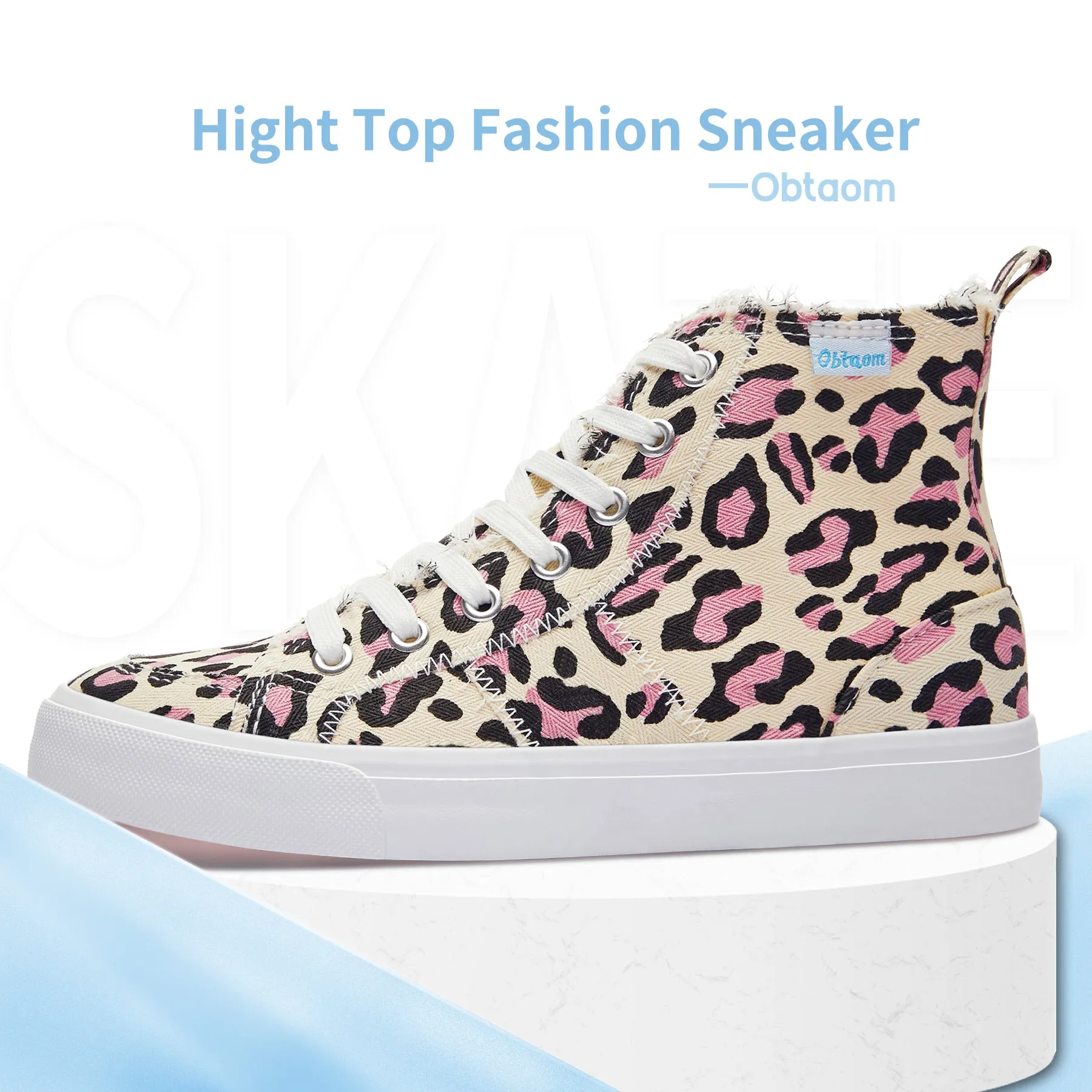 Obtaom Womens High Top Canvas Shoes Play Mid Fashion Sneaker