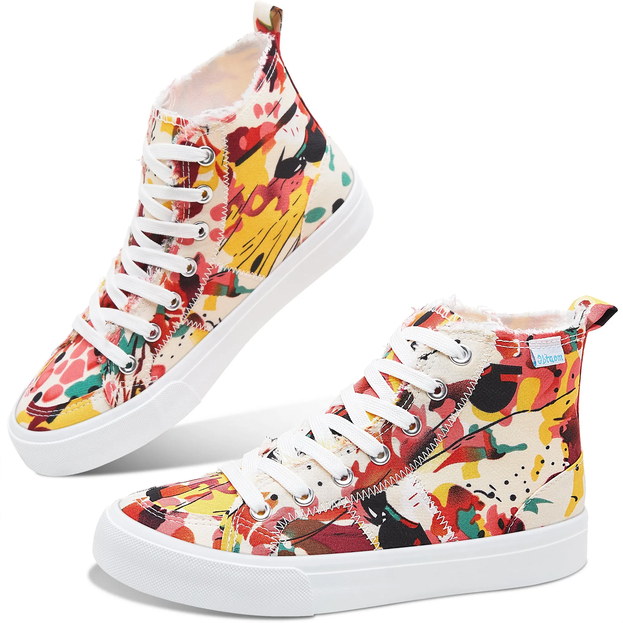 Obtaom Womens High Top Canvas Shoes Play Mid Fashion Sneaker