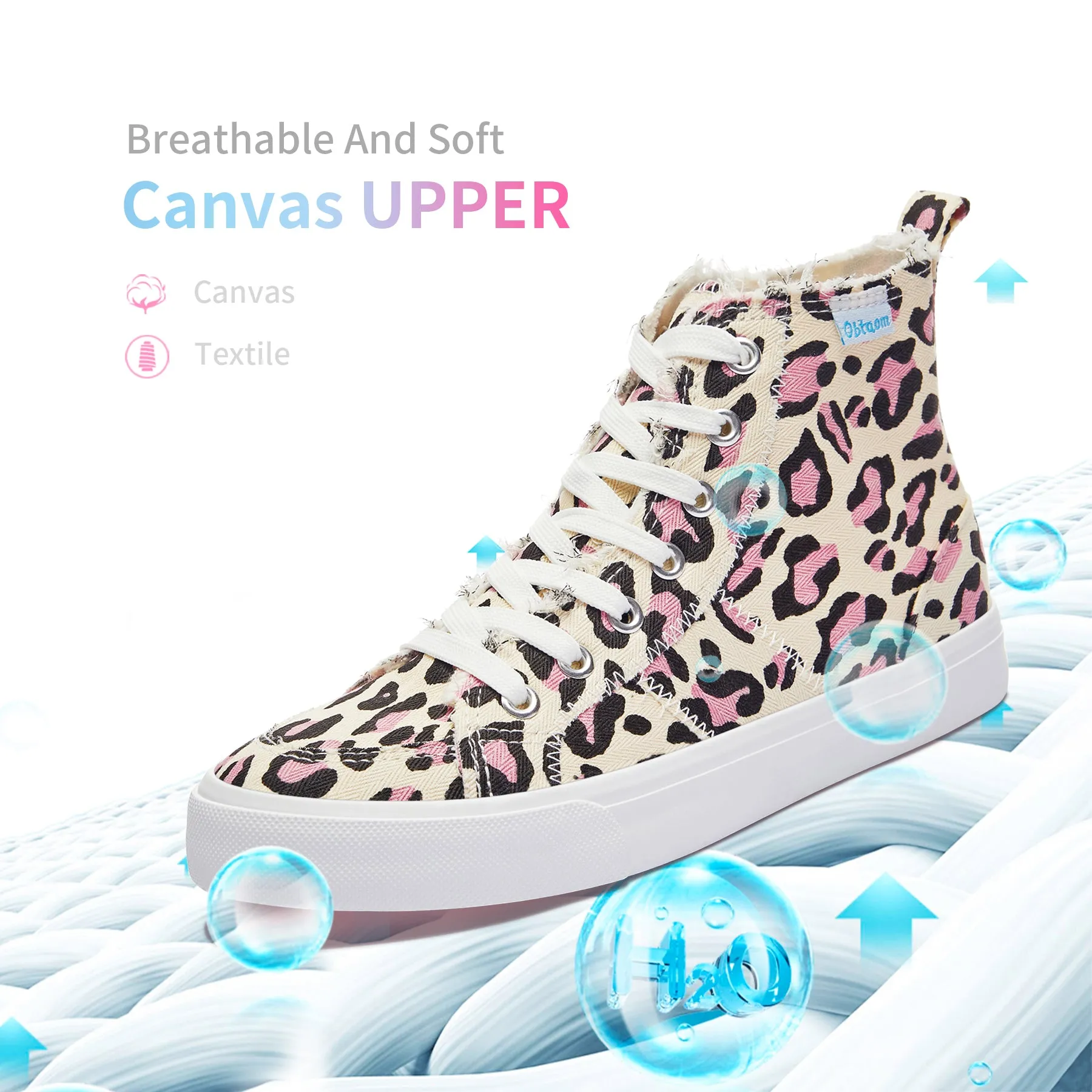 Obtaom Womens High Top Canvas Shoes Play Mid Fashion Sneaker