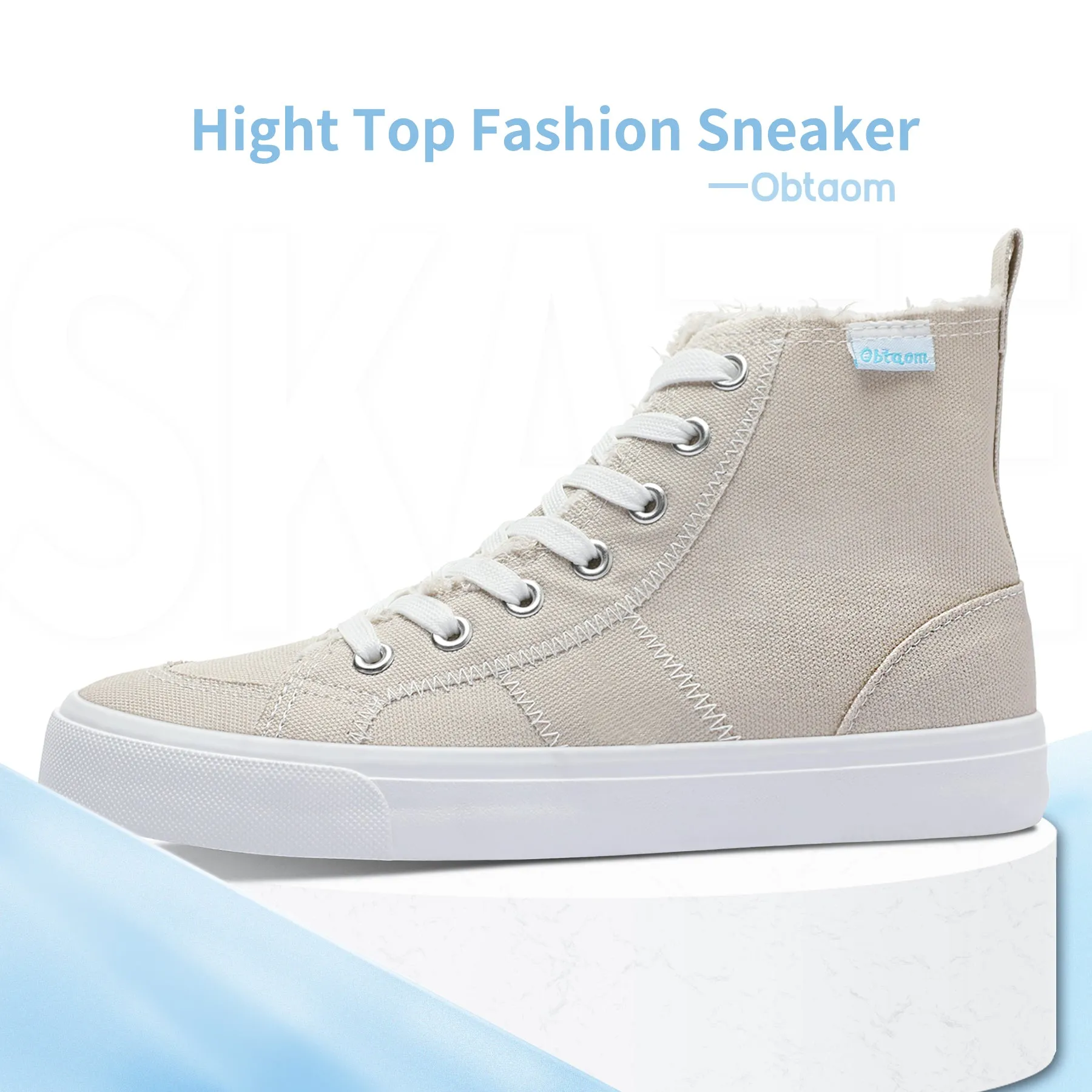 Obtaom Womens High Top Canvas Shoes Play Mid Fashion Sneaker