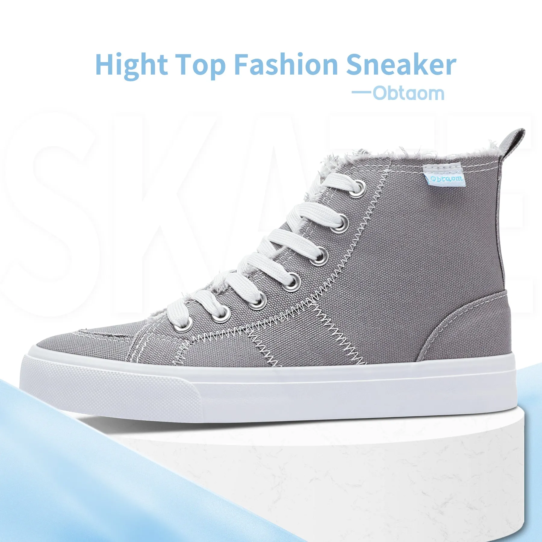 Obtaom Womens High Top Canvas Shoes Play Mid Fashion Sneaker