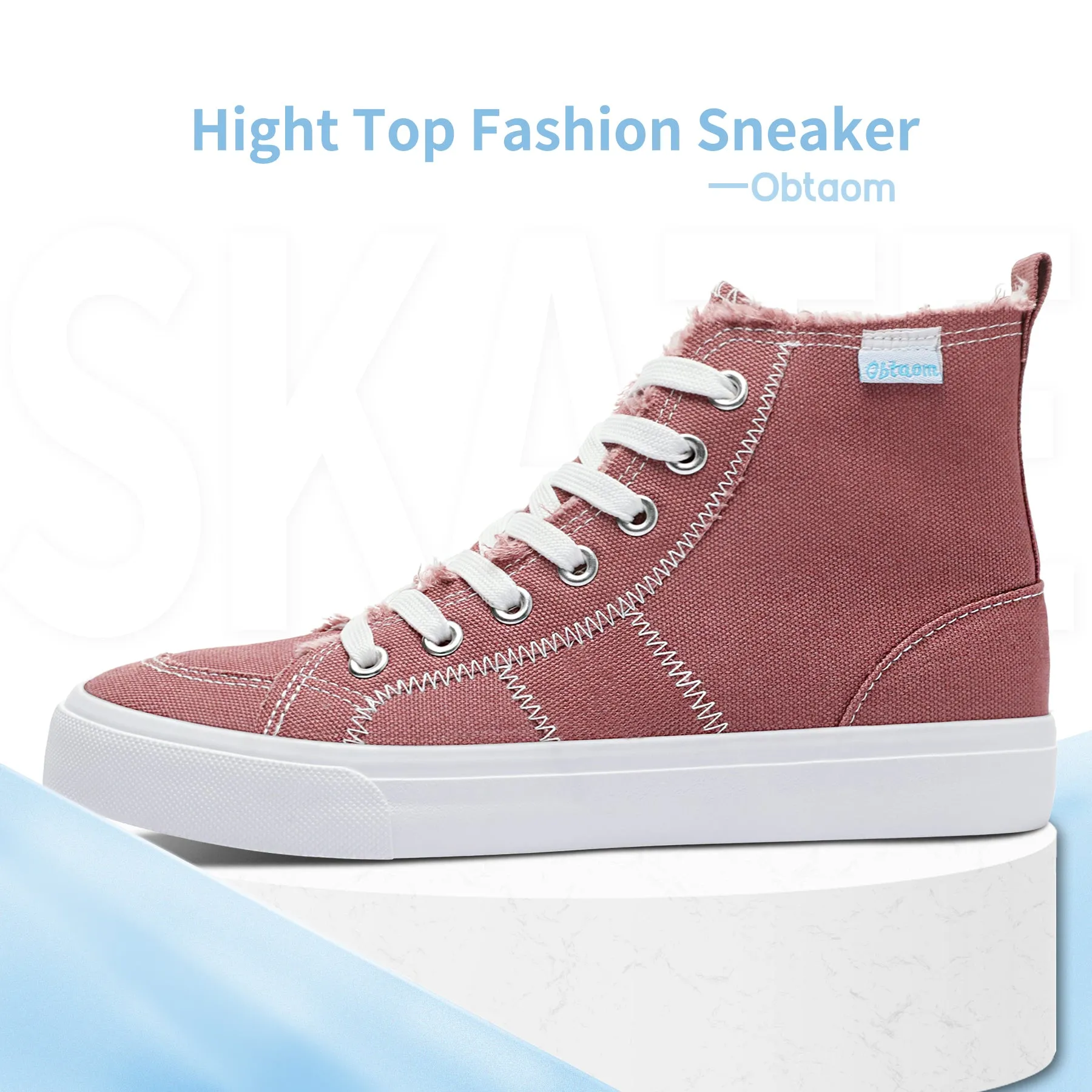 Obtaom Womens High Top Canvas Shoes Play Mid Fashion Sneaker