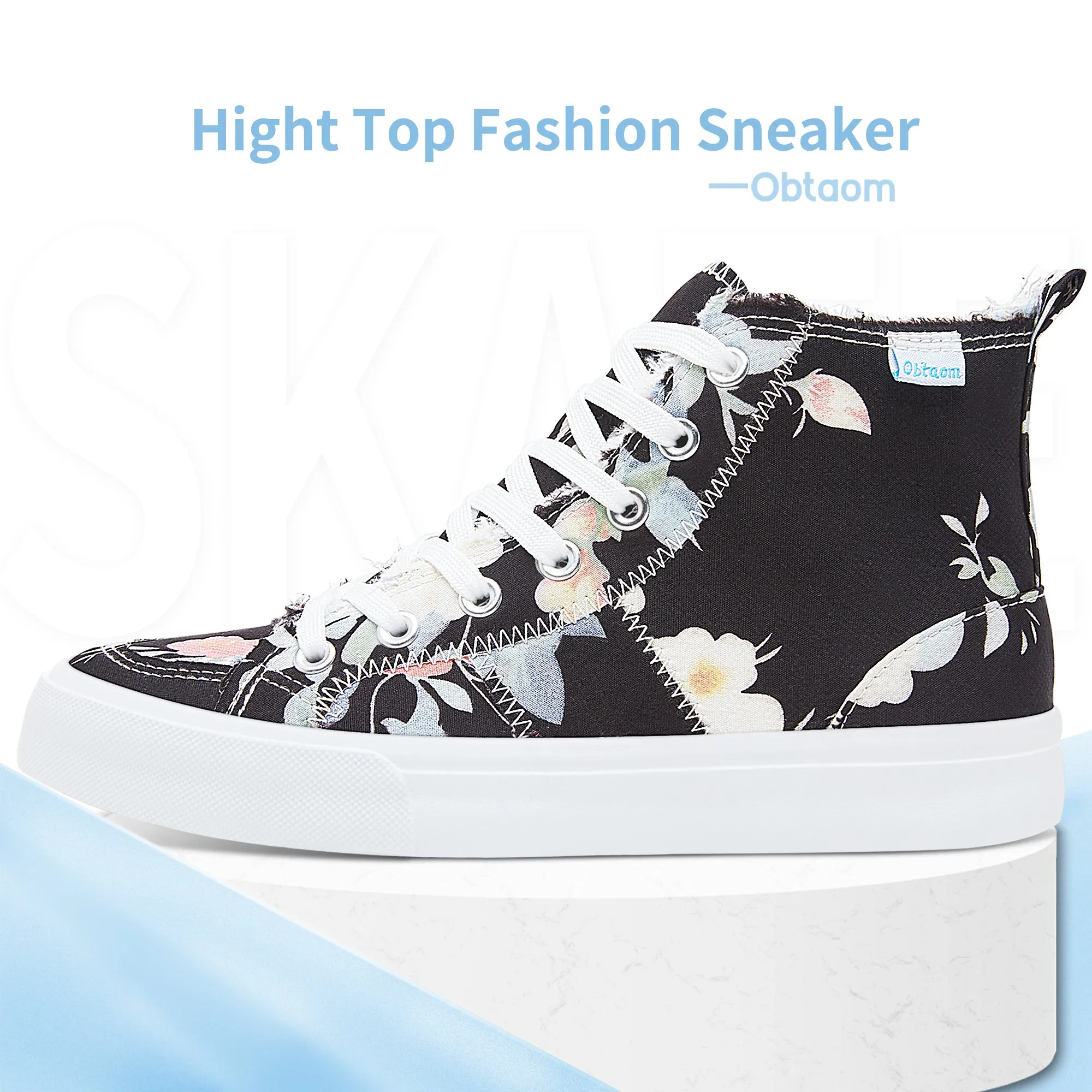 Obtaom Womens High Top Canvas Shoes Play Mid Fashion Sneaker