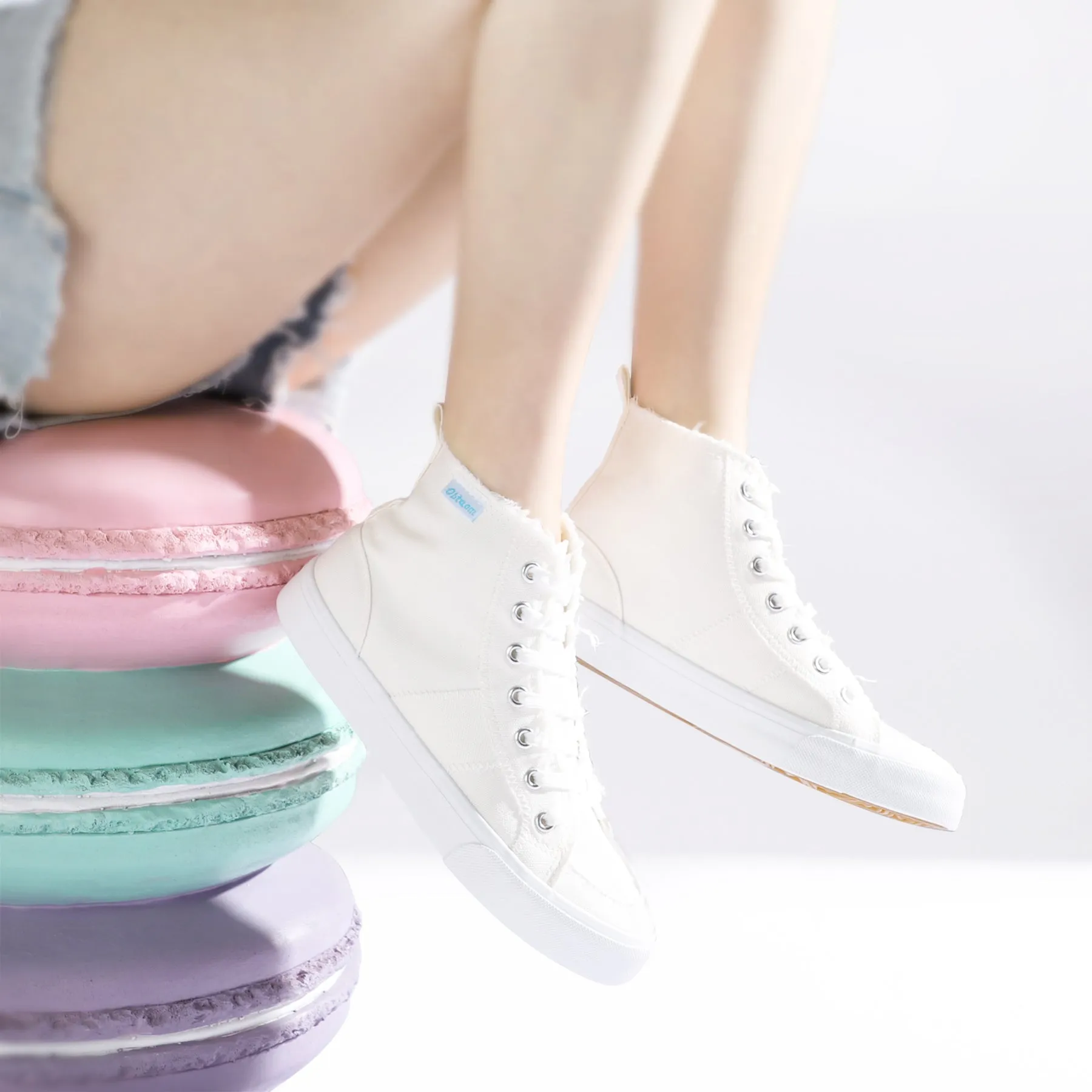 Obtaom Womens High Top Canvas Shoes Play Mid Fashion Sneaker
