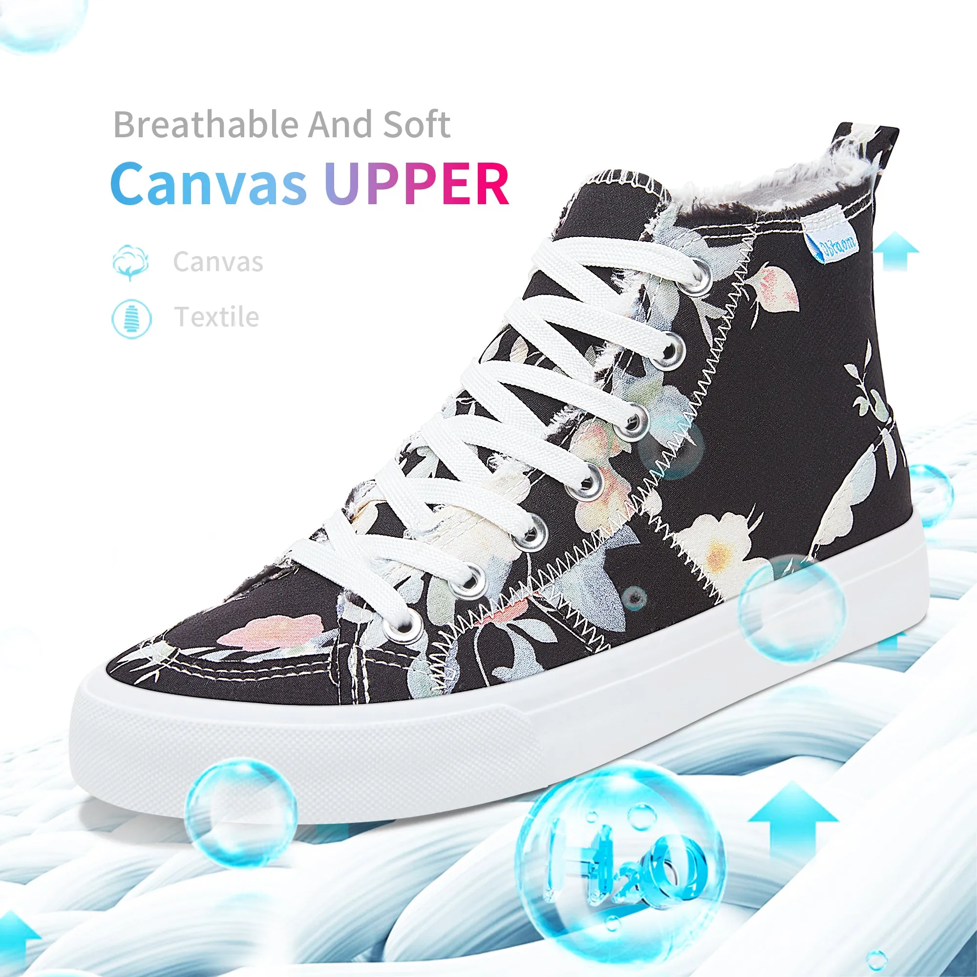 Obtaom Womens High Top Canvas Shoes Play Mid Fashion Sneaker