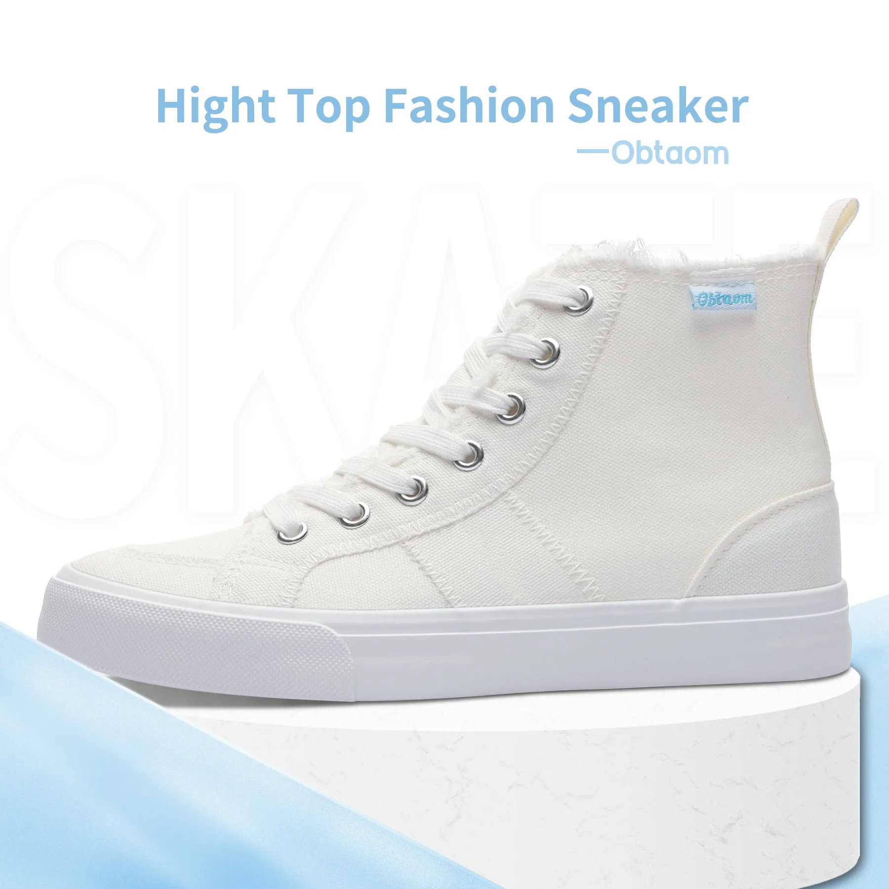 Obtaom Womens High Top Canvas Shoes Play Mid Fashion Sneaker