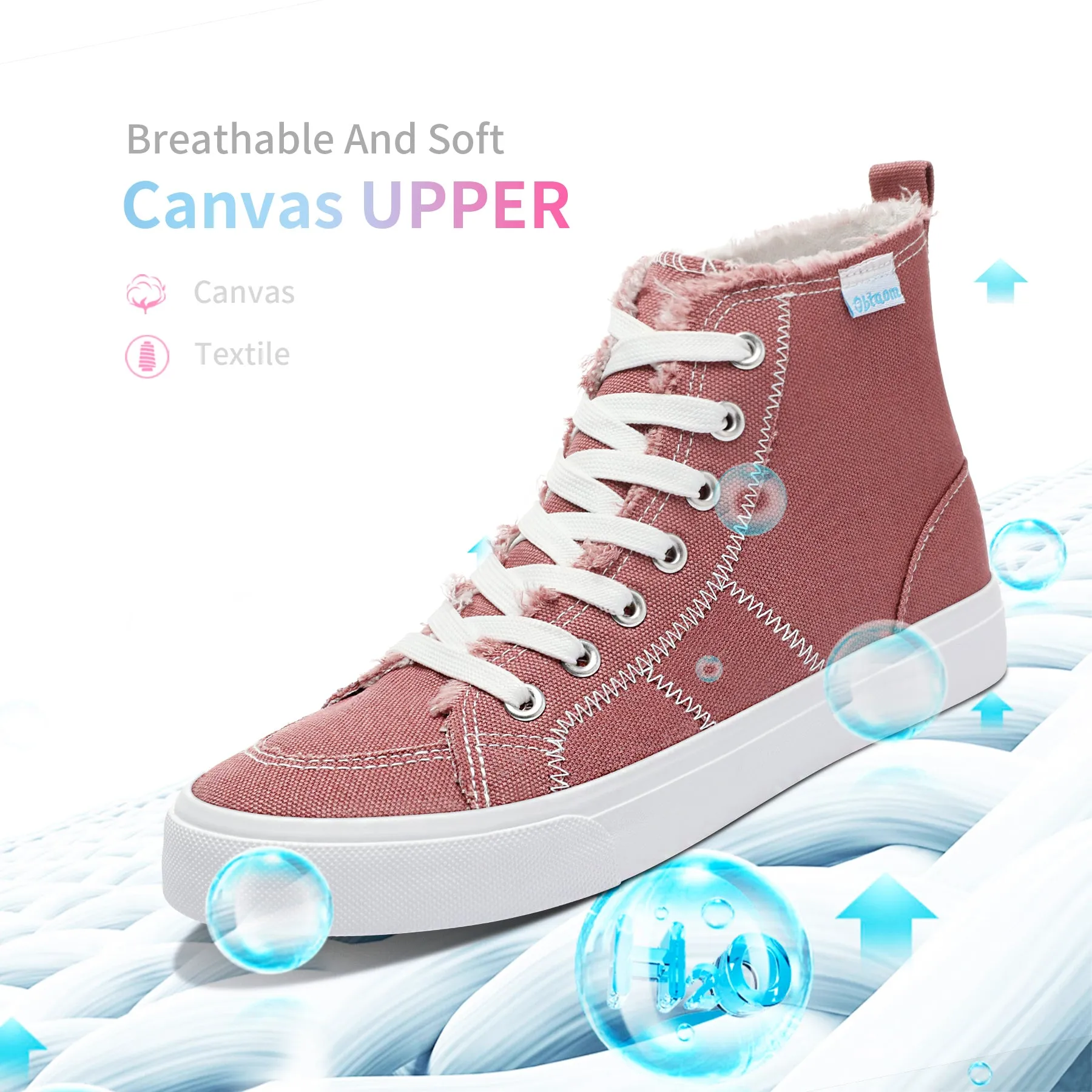 Obtaom Womens High Top Canvas Shoes Play Mid Fashion Sneaker