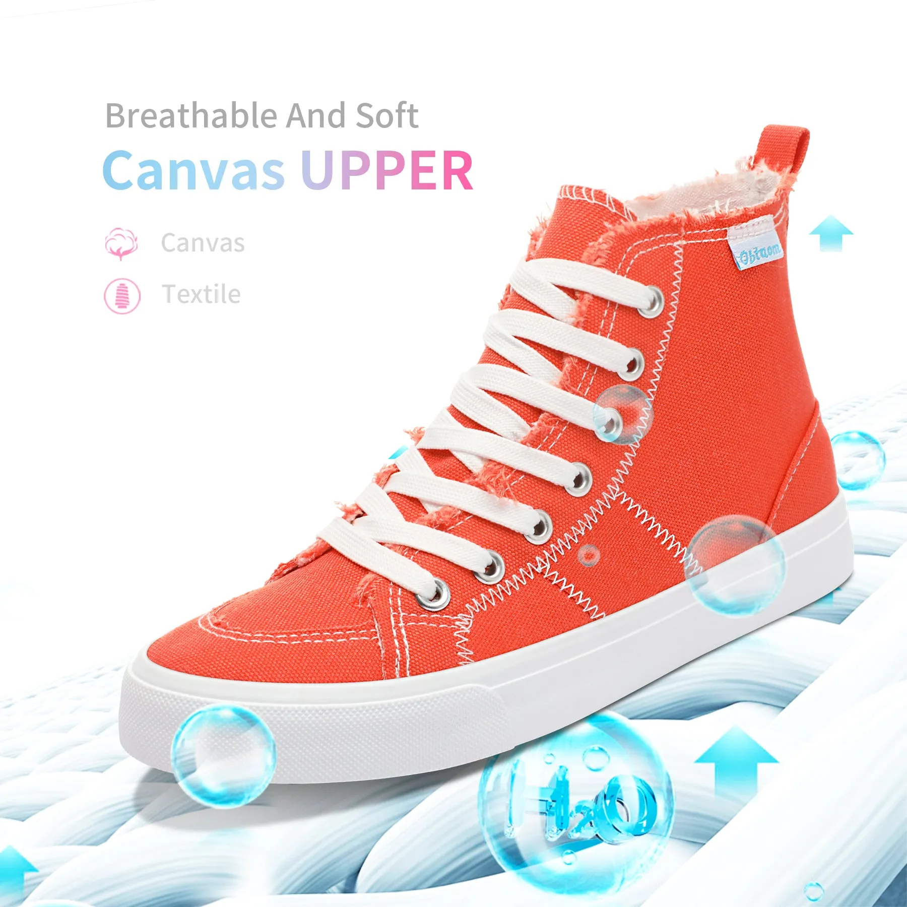 Obtaom Womens High Top Canvas Shoes Play Mid Fashion Sneaker
