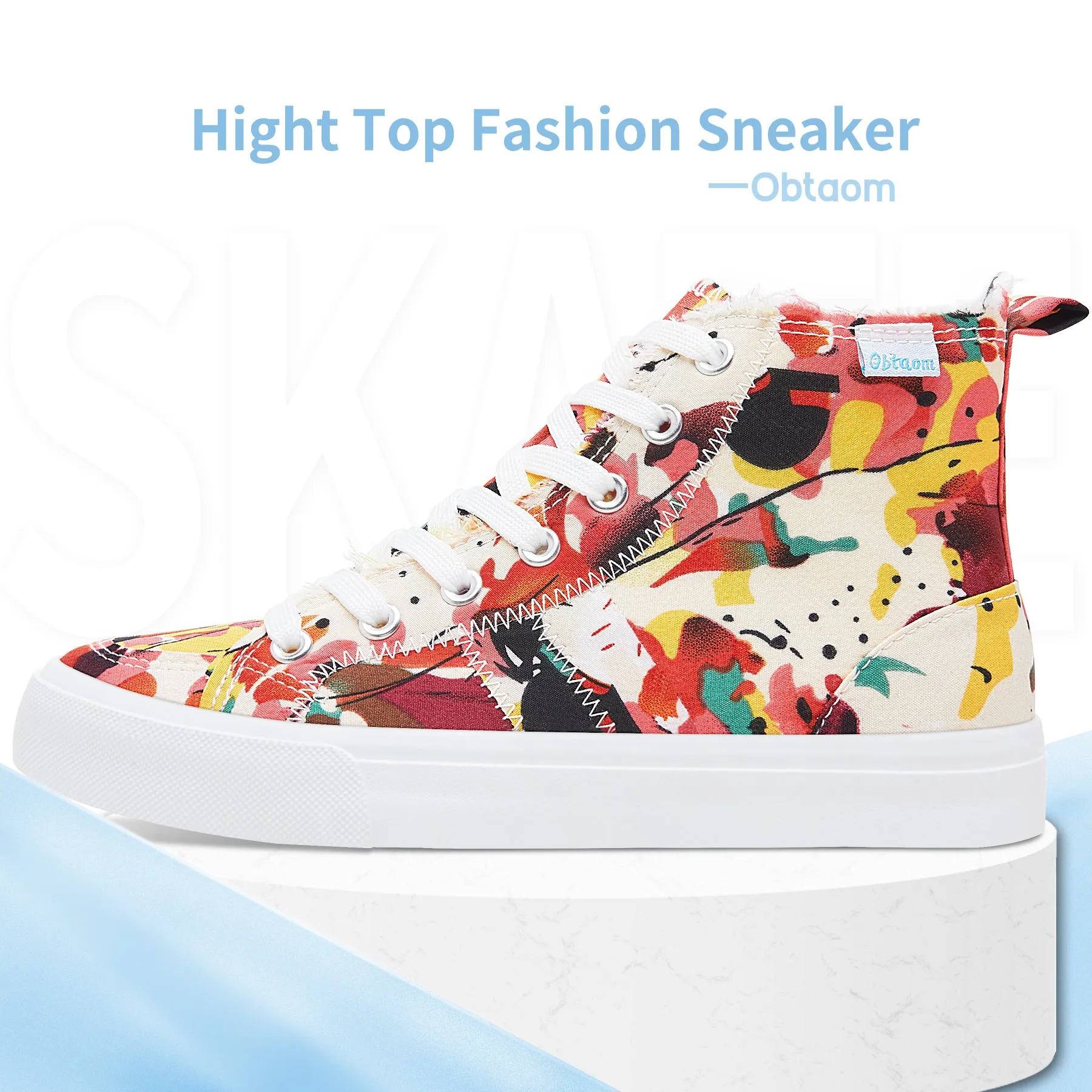 Obtaom Womens High Top Canvas Shoes Play Mid Fashion Sneaker