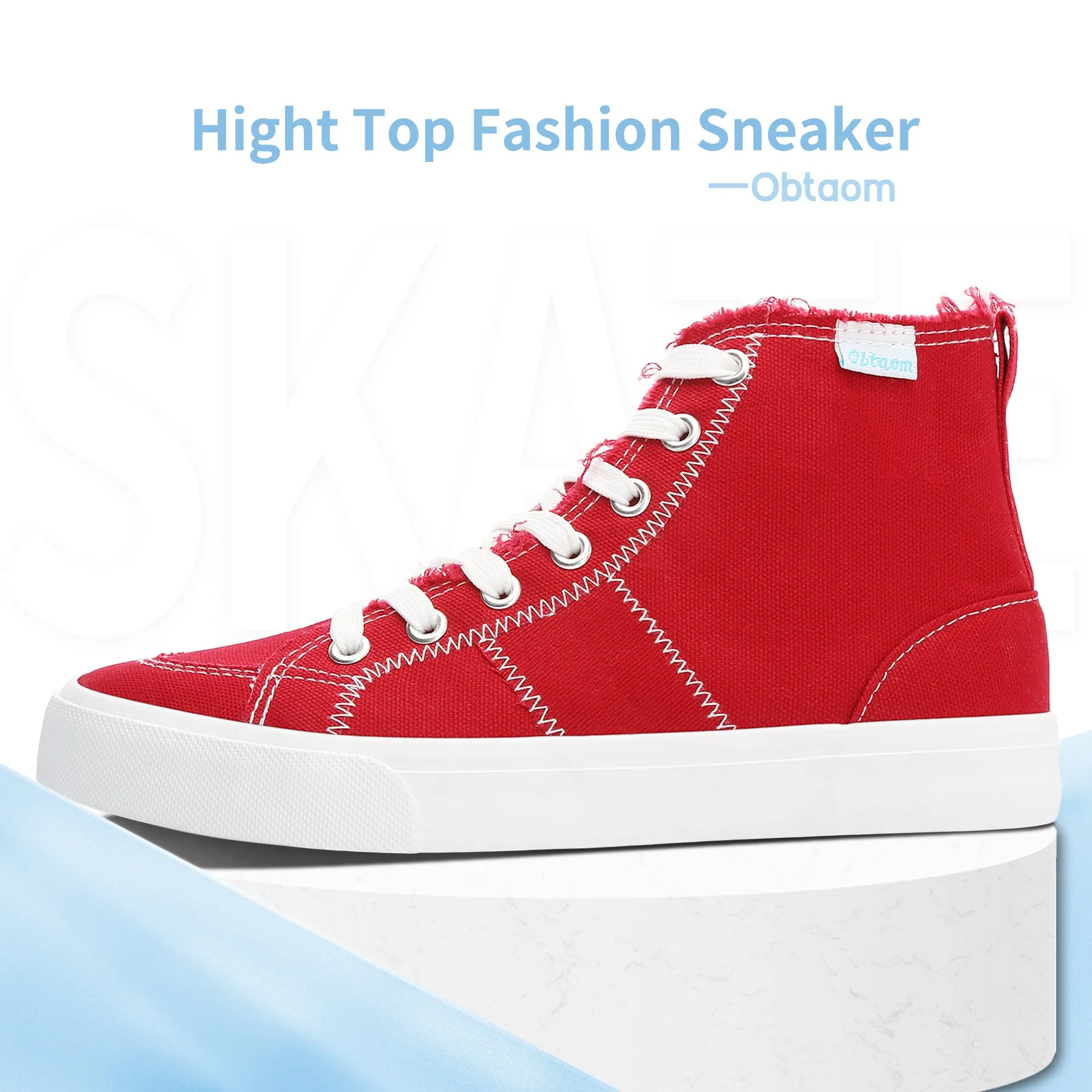 Obtaom Womens High Top Canvas Shoes Play Mid Fashion Sneaker