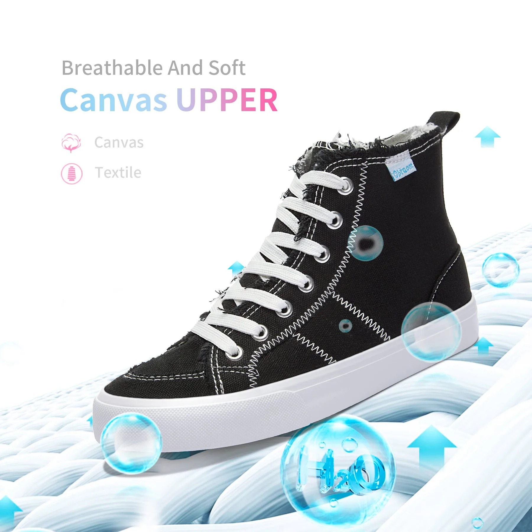 Obtaom Womens High Top Canvas Shoes Play Mid Fashion Sneaker