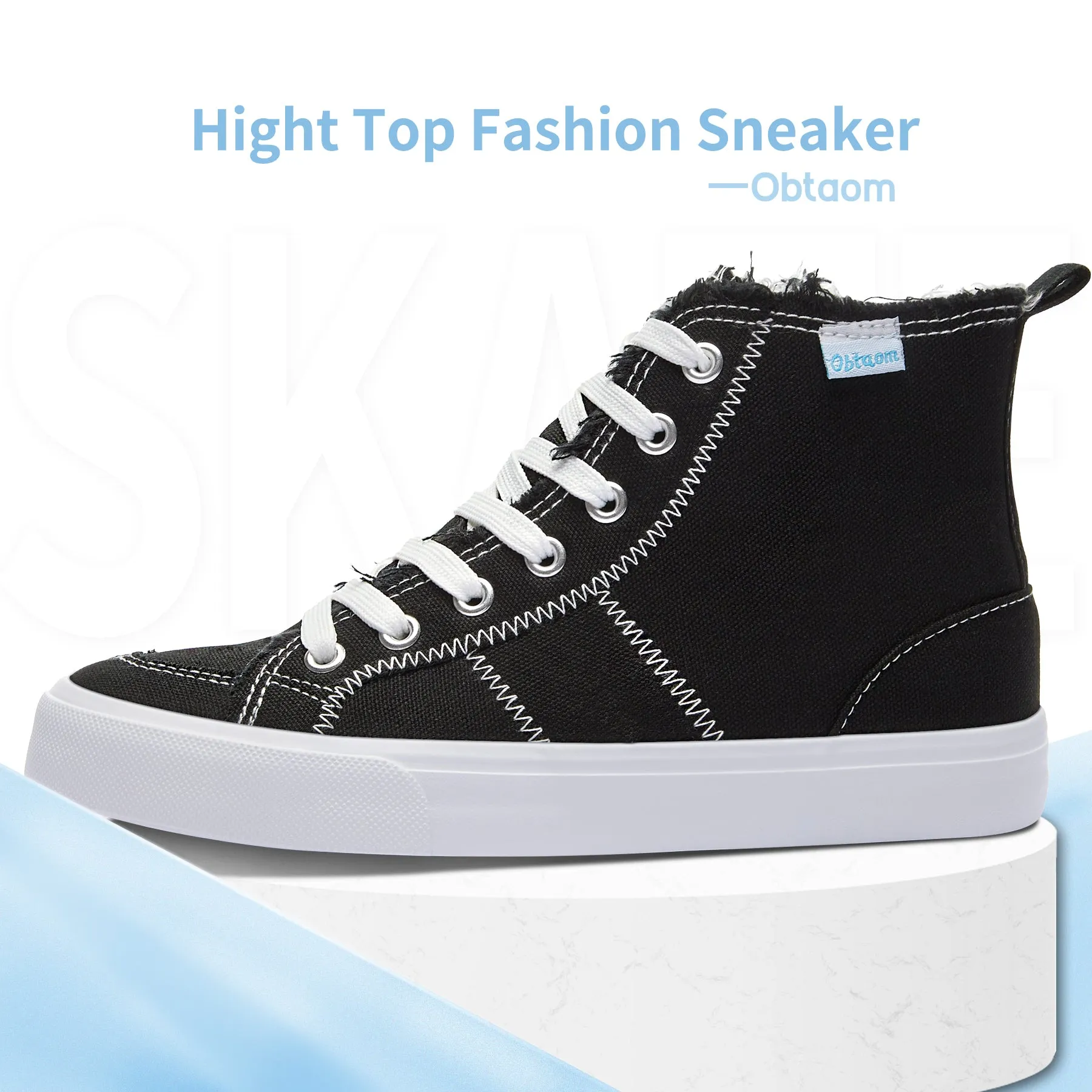 Obtaom Womens High Top Canvas Shoes Play Mid Fashion Sneaker