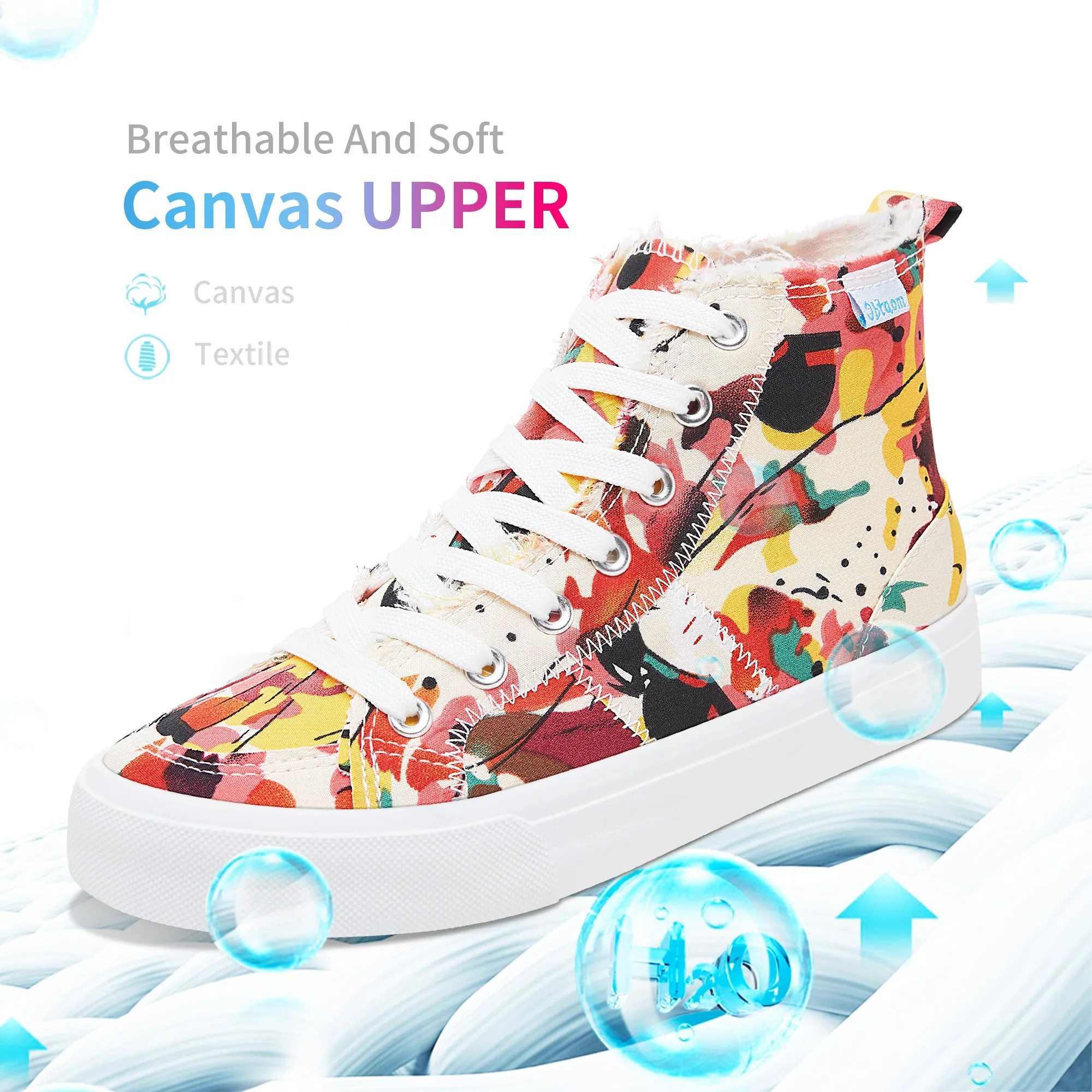 Obtaom Womens High Top Canvas Shoes Play Mid Fashion Sneaker