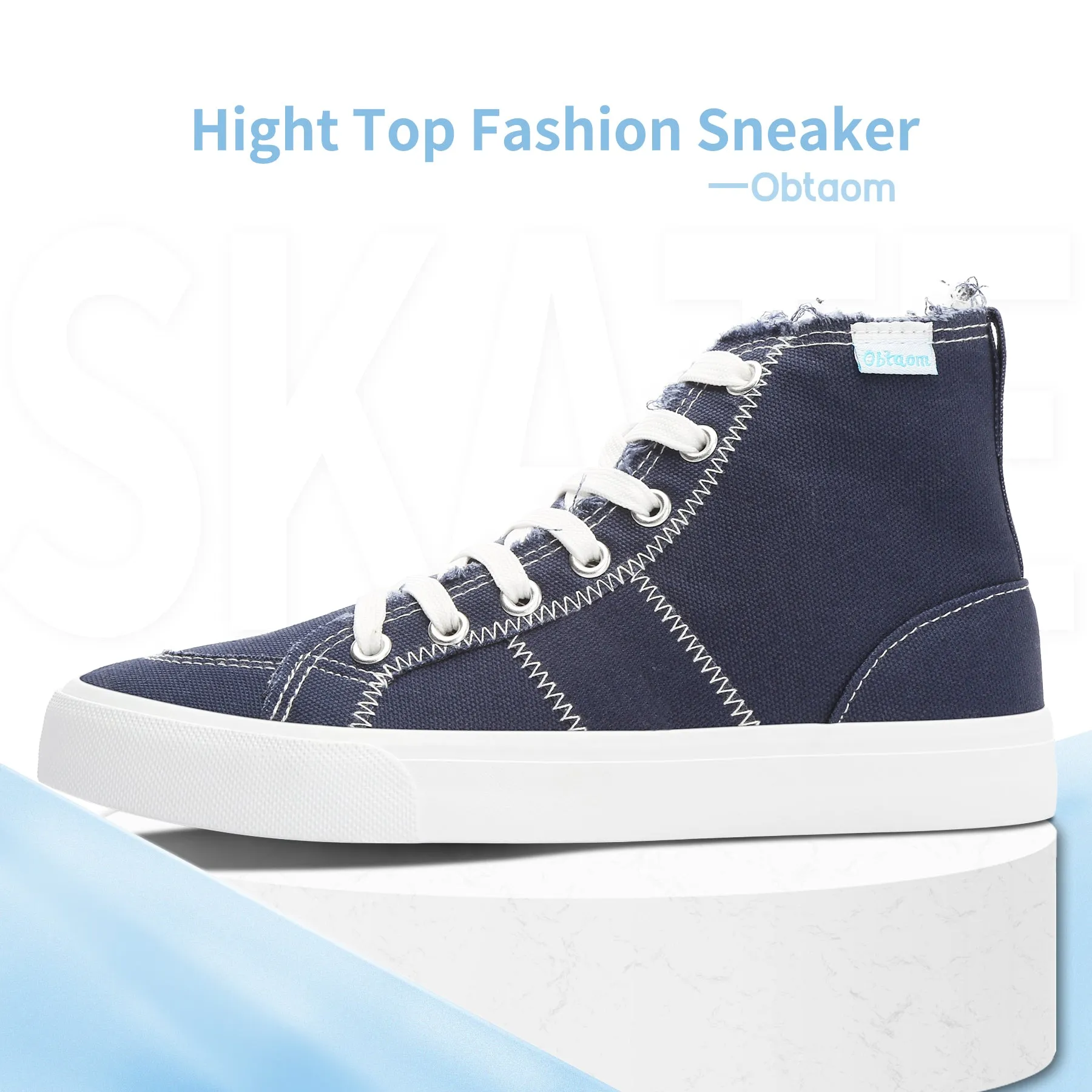 Obtaom Womens High Top Canvas Shoes Play Mid Fashion Sneaker