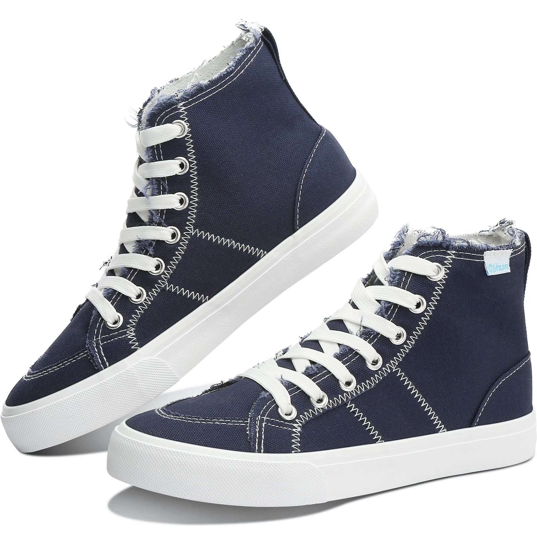 Obtaom Womens High Top Canvas Shoes Play Mid Fashion Sneaker