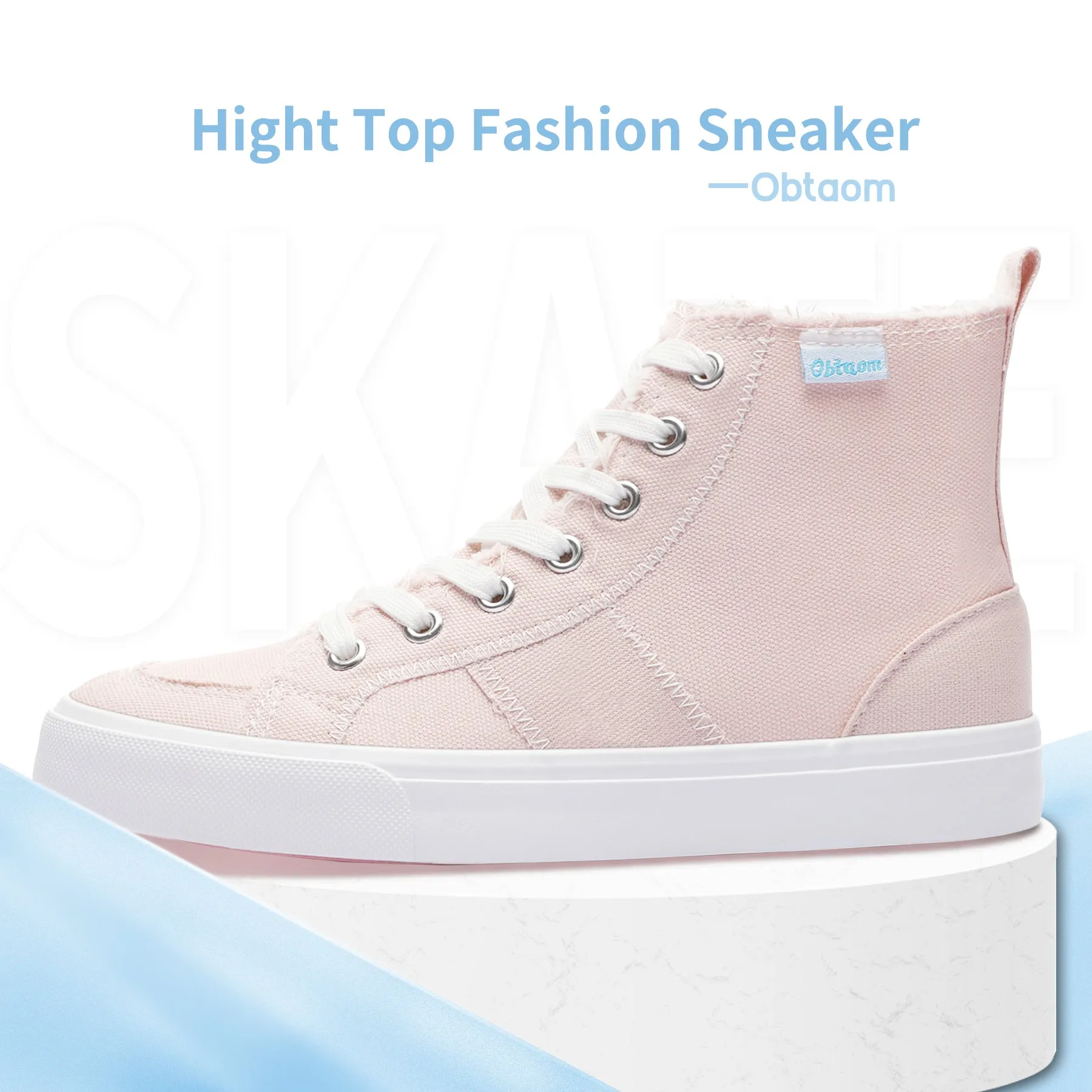 Obtaom Womens High Top Canvas Shoes Play Mid Fashion Sneaker