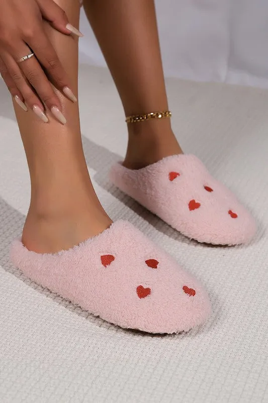 Plush Heart Slippers