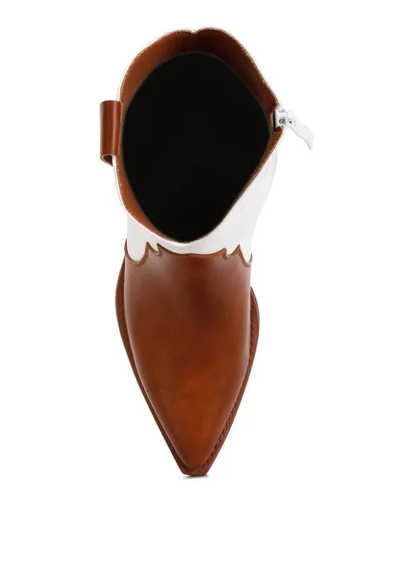 Two Tone Cowgirl Ankle Bootie