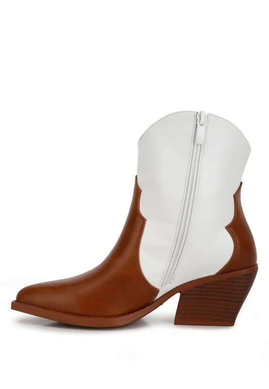 Two Tone Cowgirl Ankle Bootie
