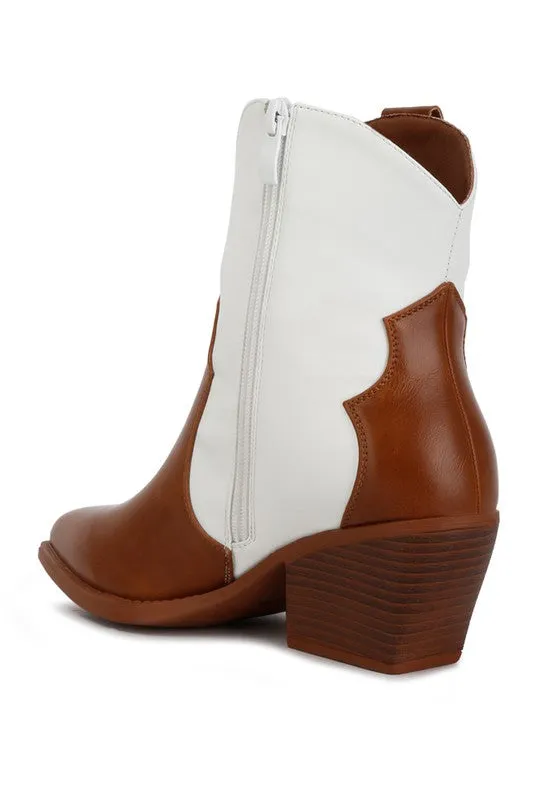 Two Tone Cowgirl Ankle Bootie