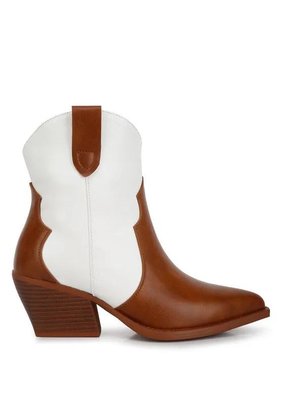 Two Tone Cowgirl Ankle Bootie